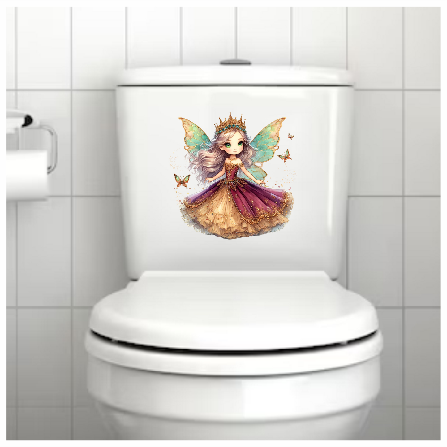 Fairy Girl Crown Purple Dress Vinyl Sticker Decal