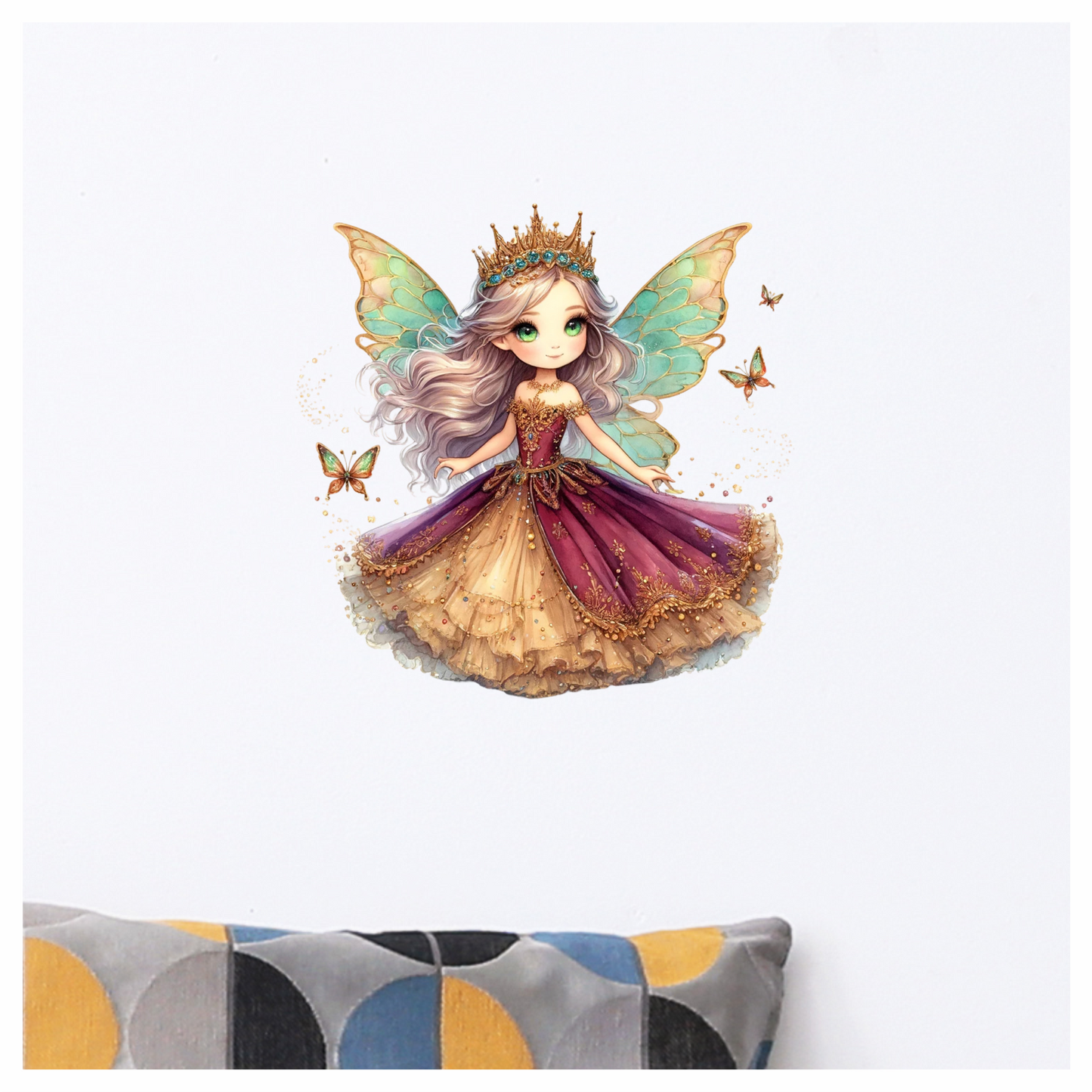 Fairy Girl Crown Purple Dress Vinyl Sticker Decal