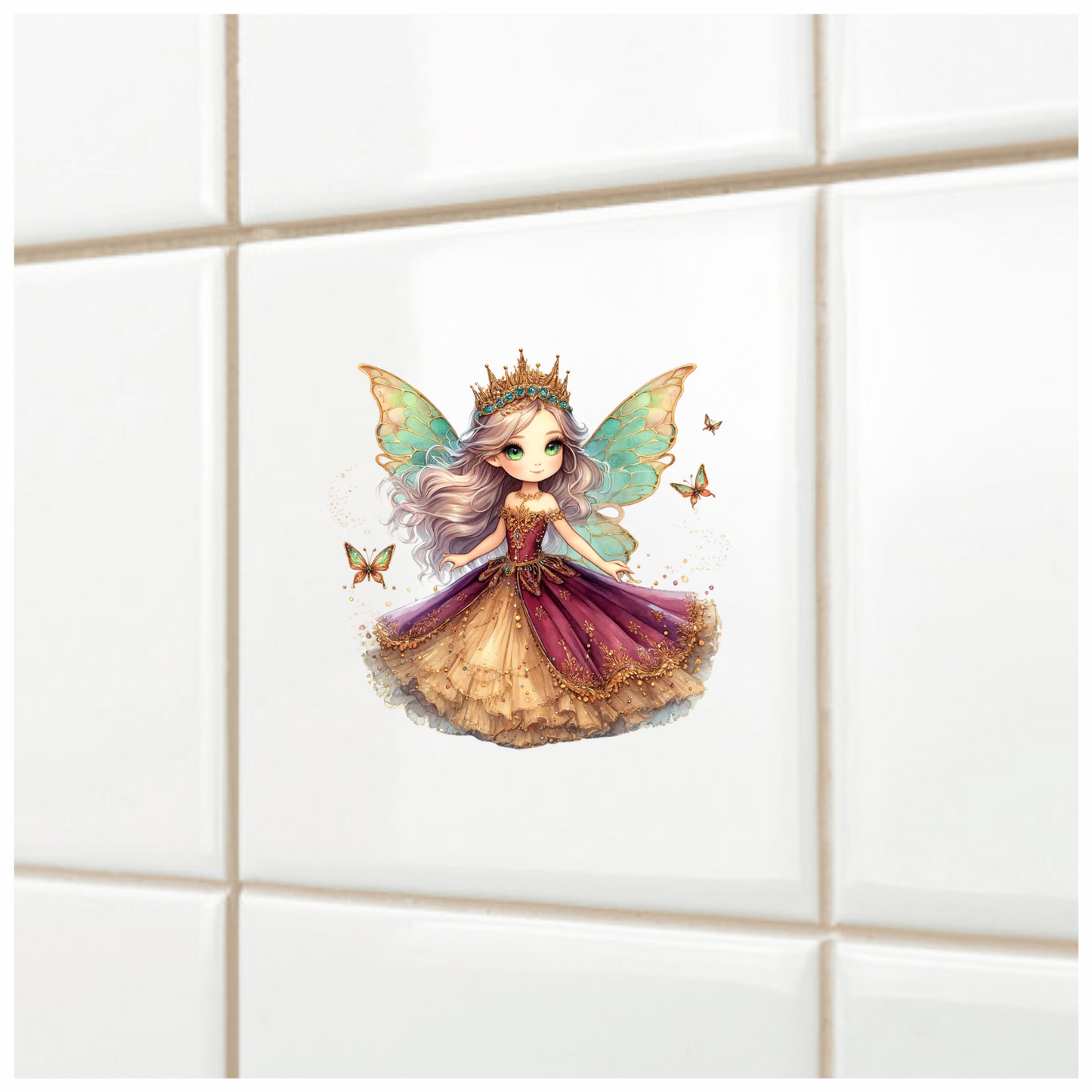 Fairy Girl Crown Purple Dress Vinyl Sticker Decal