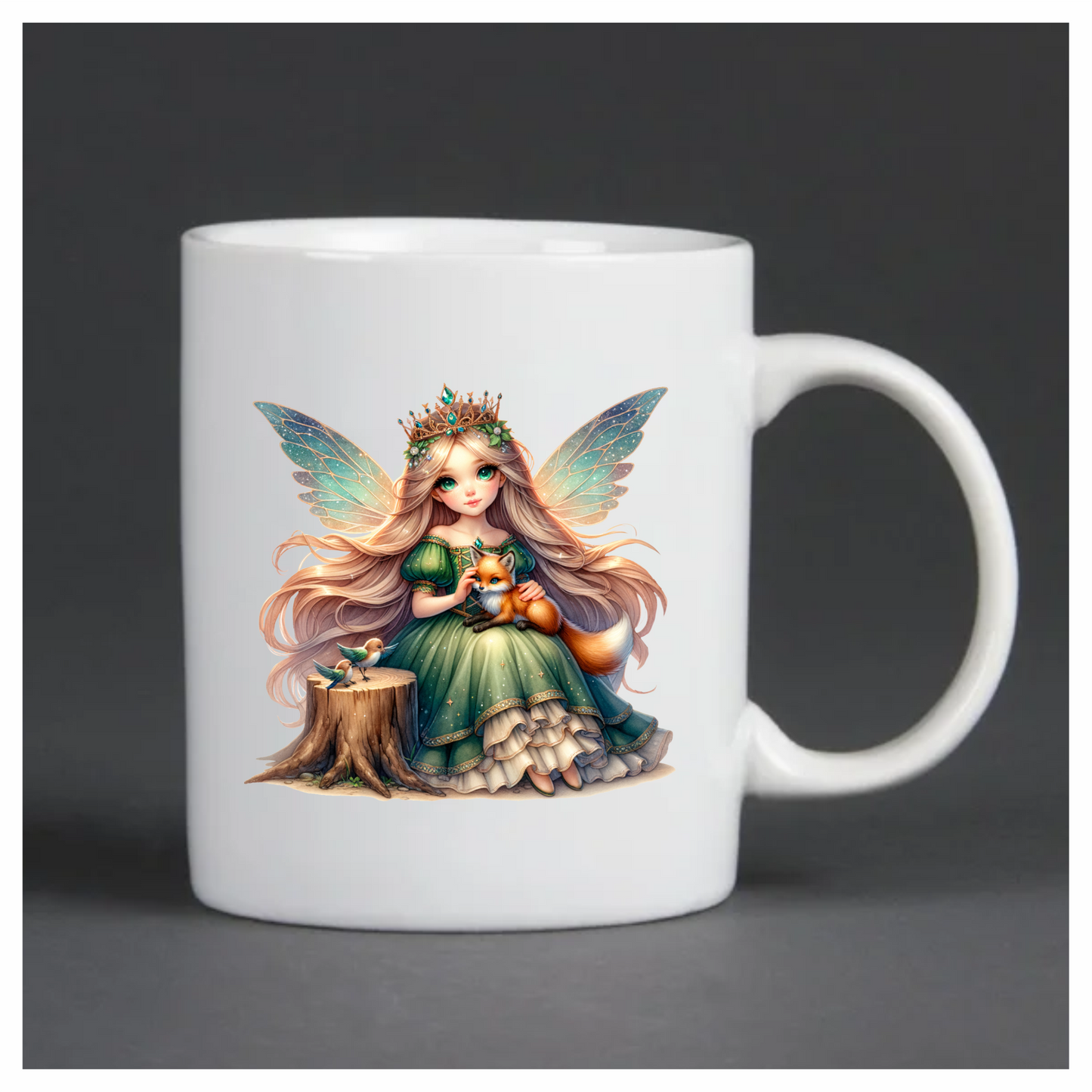 Fairy Green Dress Fox Birds Vinyl Sticker Decal