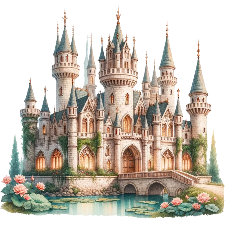 Castle Stone Towers Green Roof Water Vinyl Sticker Decal