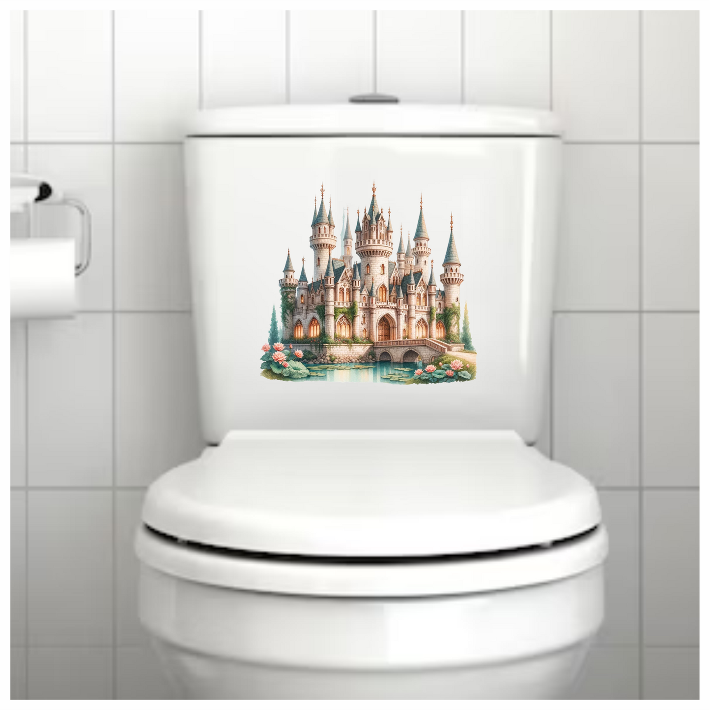 Castle Stone Towers Green Roof Water Vinyl Sticker Decal