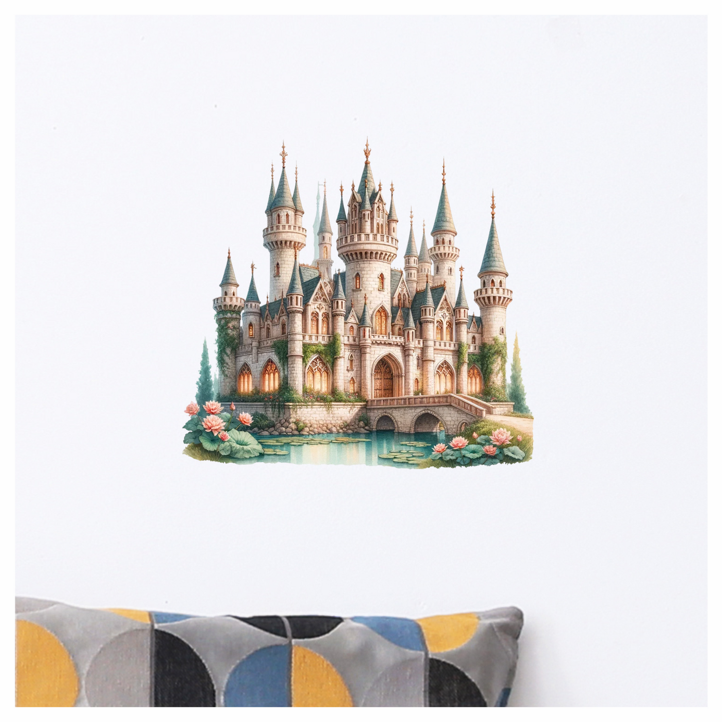 Castle Stone Towers Green Roof Water Vinyl Sticker Decal