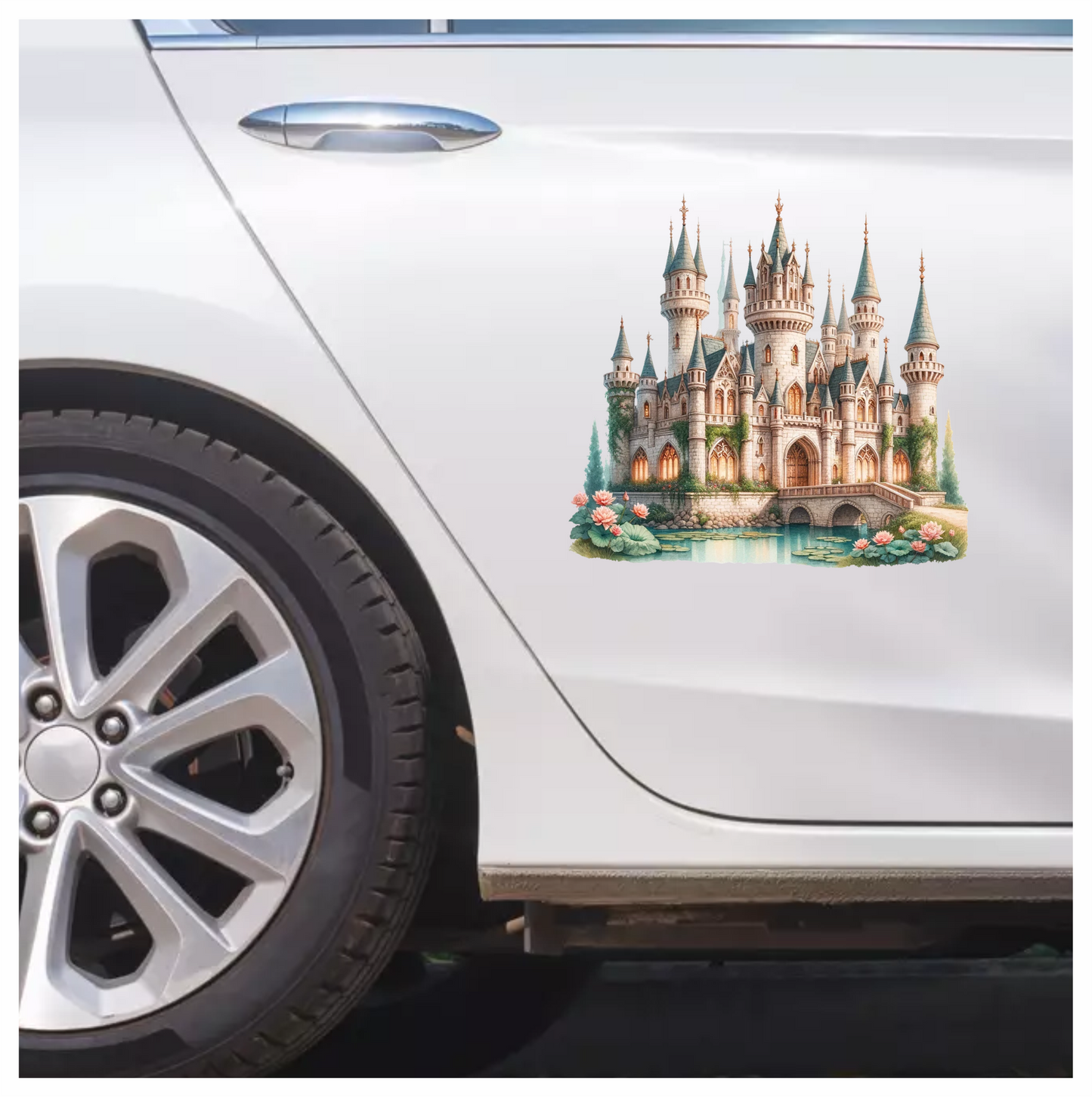 Castle Stone Towers Green Roof Water Vinyl Sticker Decal