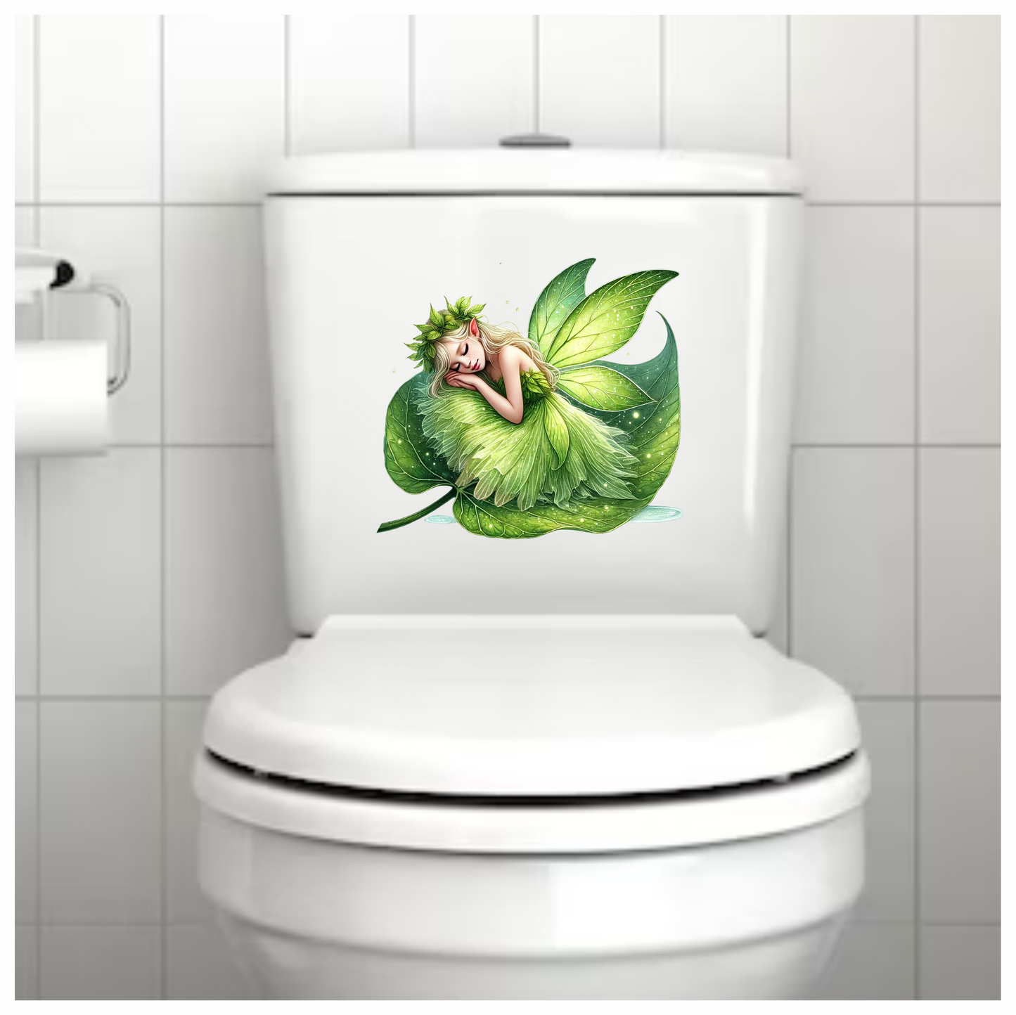 Fairy Sleeping Green Leaf Nature Magic Vinyl Sticker Decal