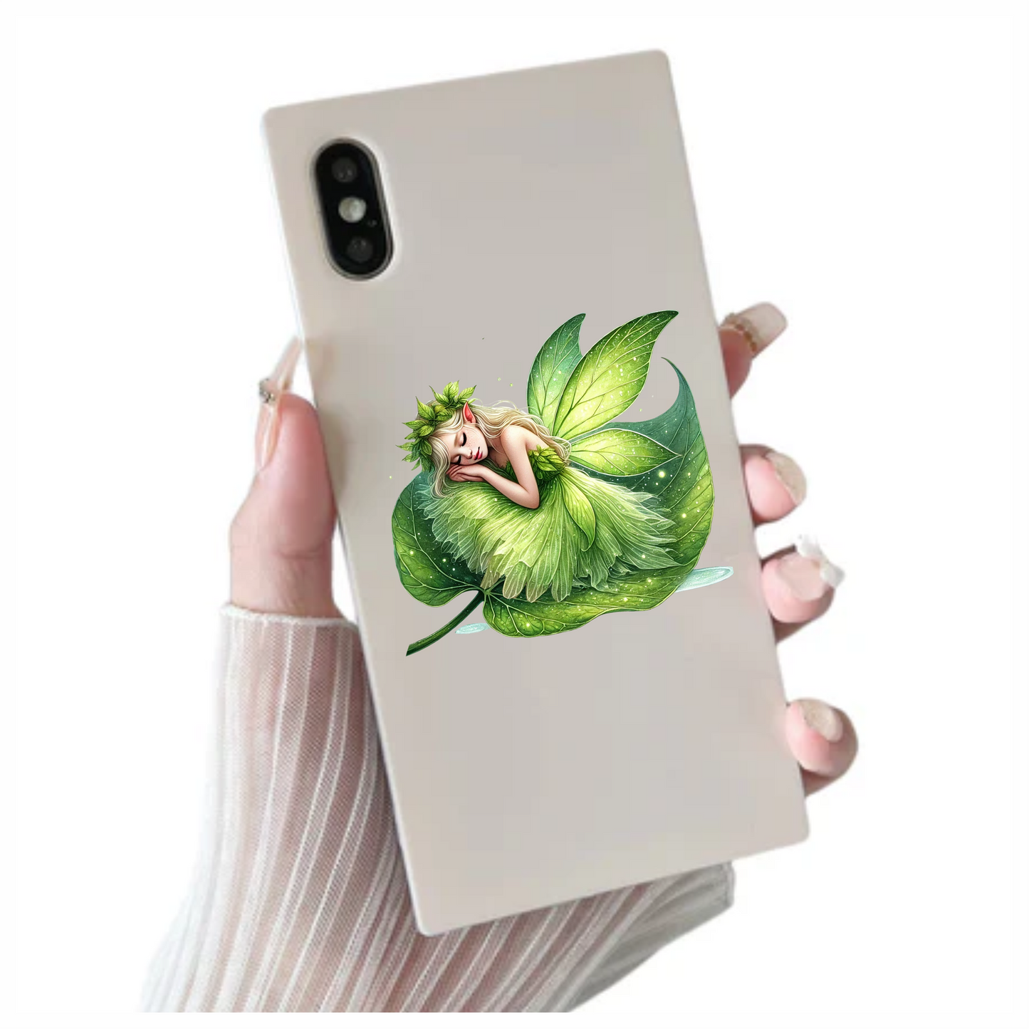 Fairy Sleeping Green Leaf Nature Magic Vinyl Sticker Decal