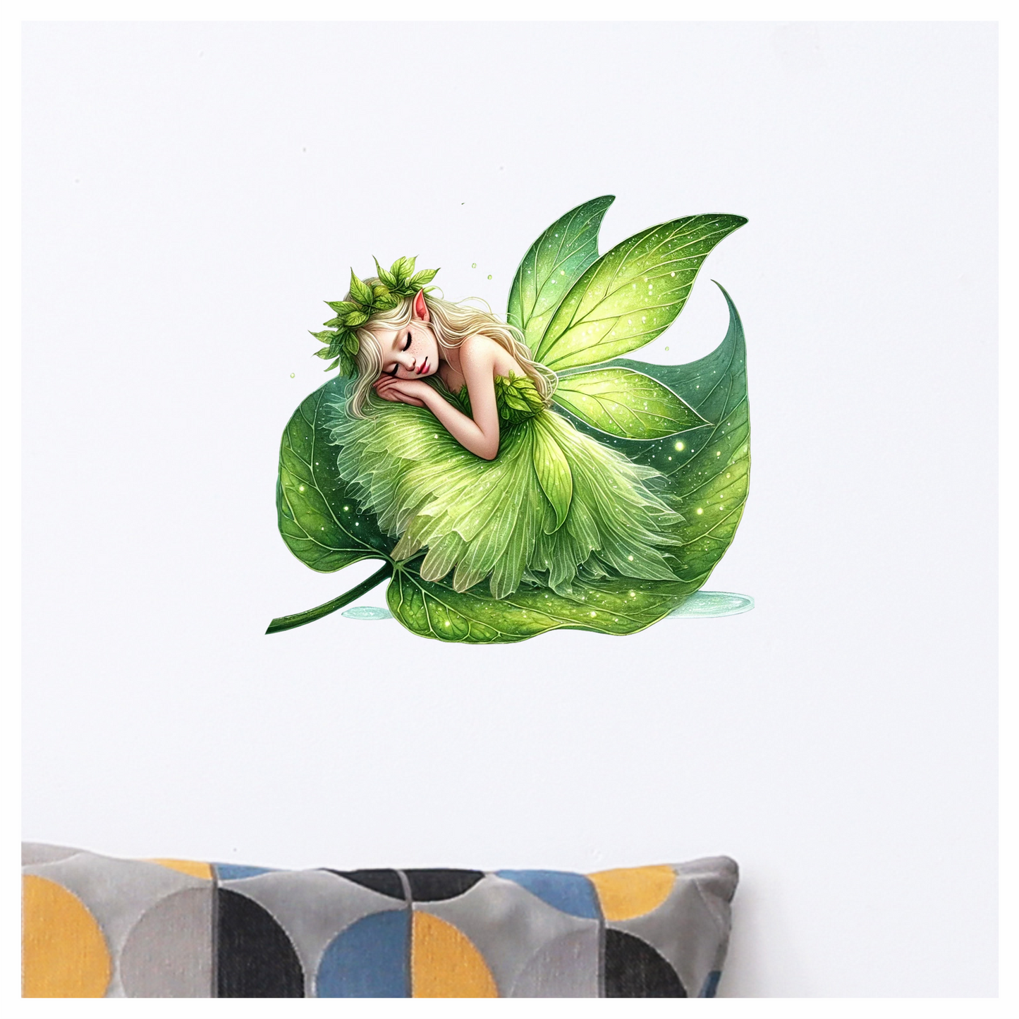 Fairy Sleeping Green Leaf Nature Magic Vinyl Sticker Decal