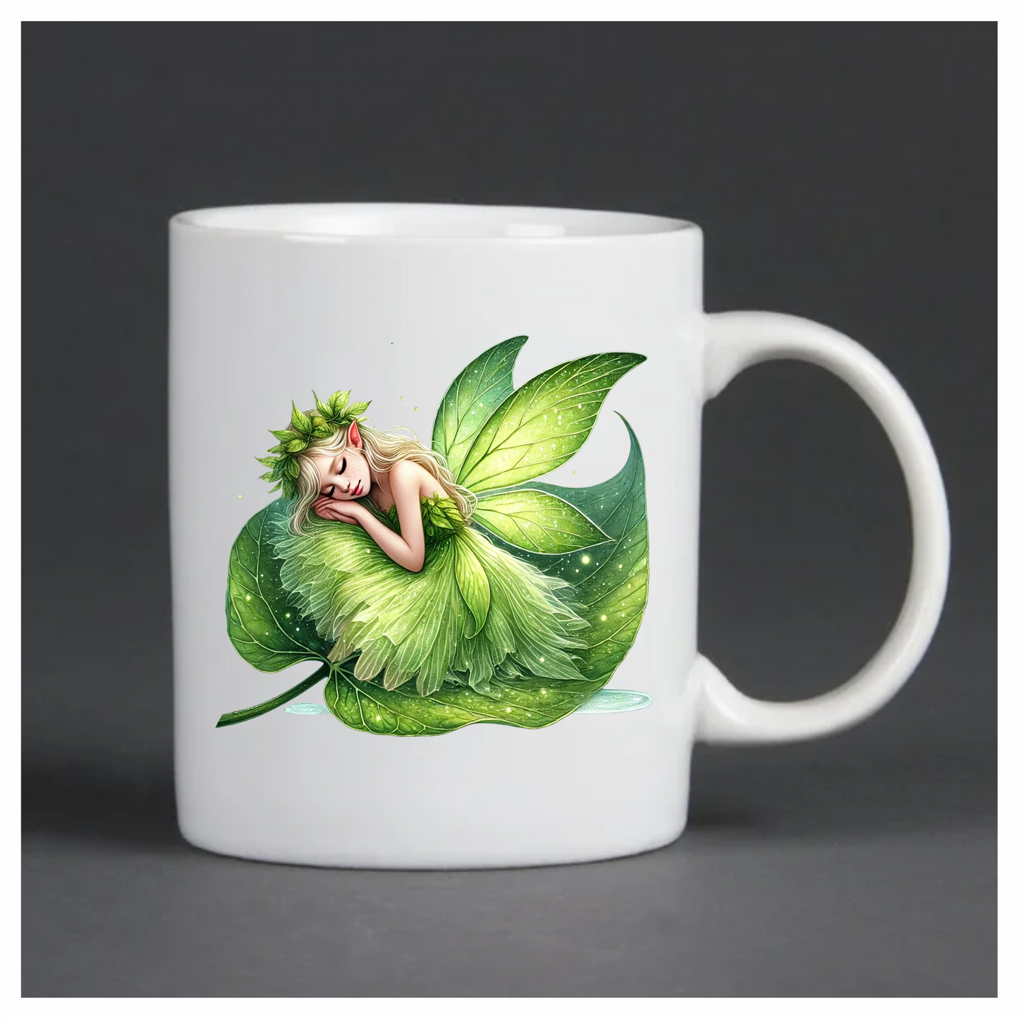 Fairy Sleeping Green Leaf Nature Magic Vinyl Sticker Decal