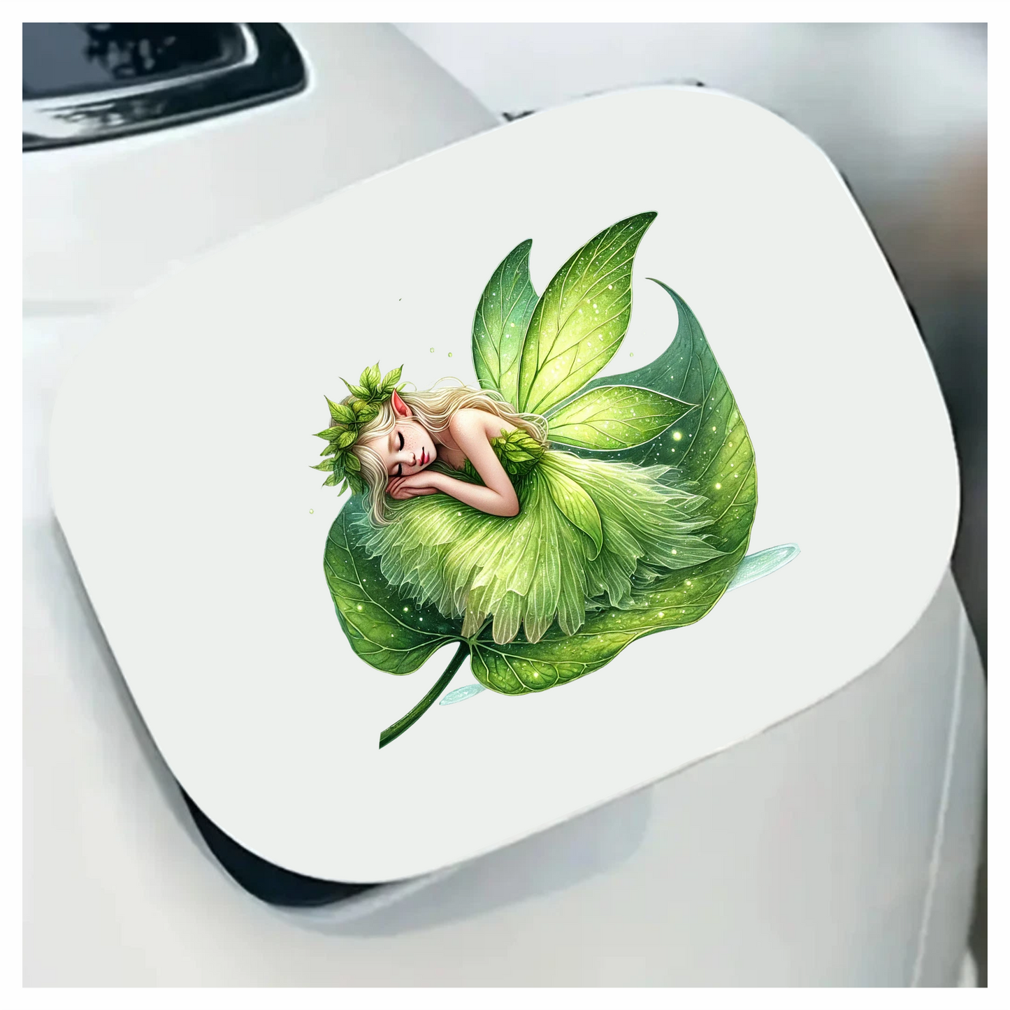 Fairy Sleeping Green Leaf Nature Magic Vinyl Sticker Decal