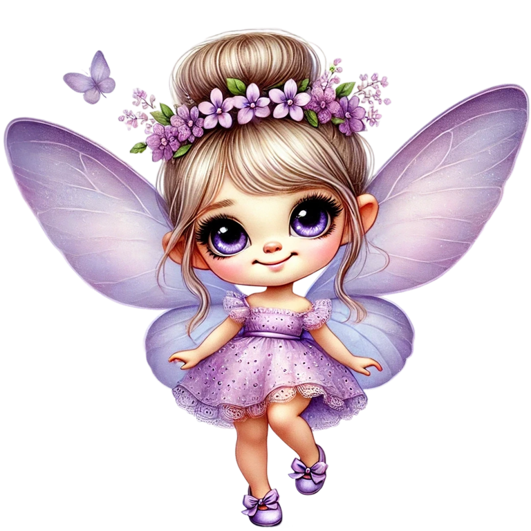 Fairy Purple Dress Wings Flower Vinyl Sticker Decal