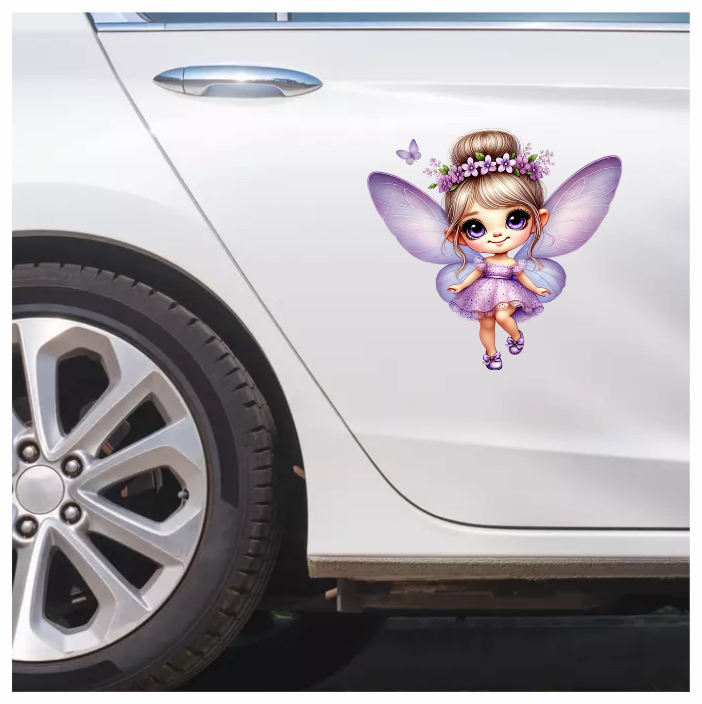 Fairy Purple Dress Wings Flower Vinyl Sticker Decal