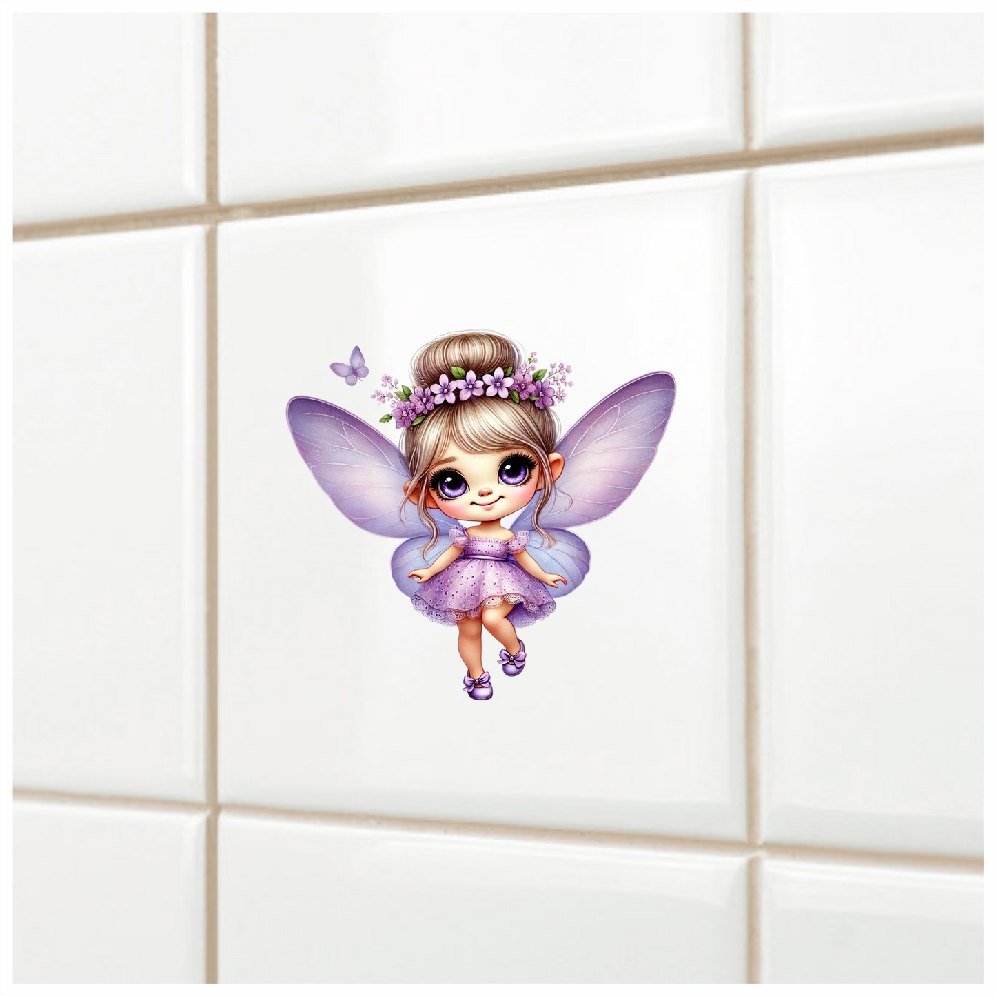 Fairy Purple Dress Wings Flower Vinyl Sticker Decal
