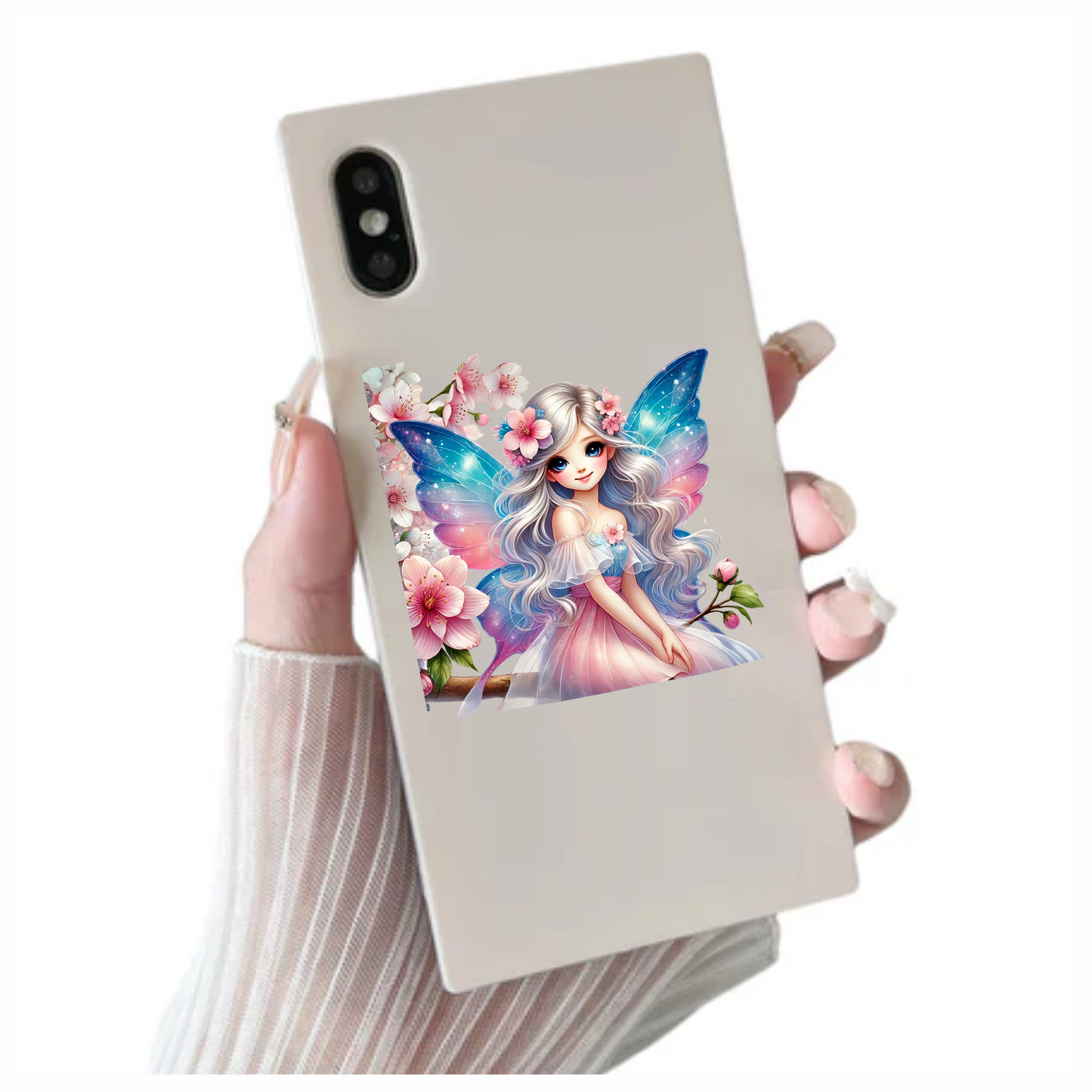 Blue Pink Fairy Girl Flowers Vinyl Sticker Decal