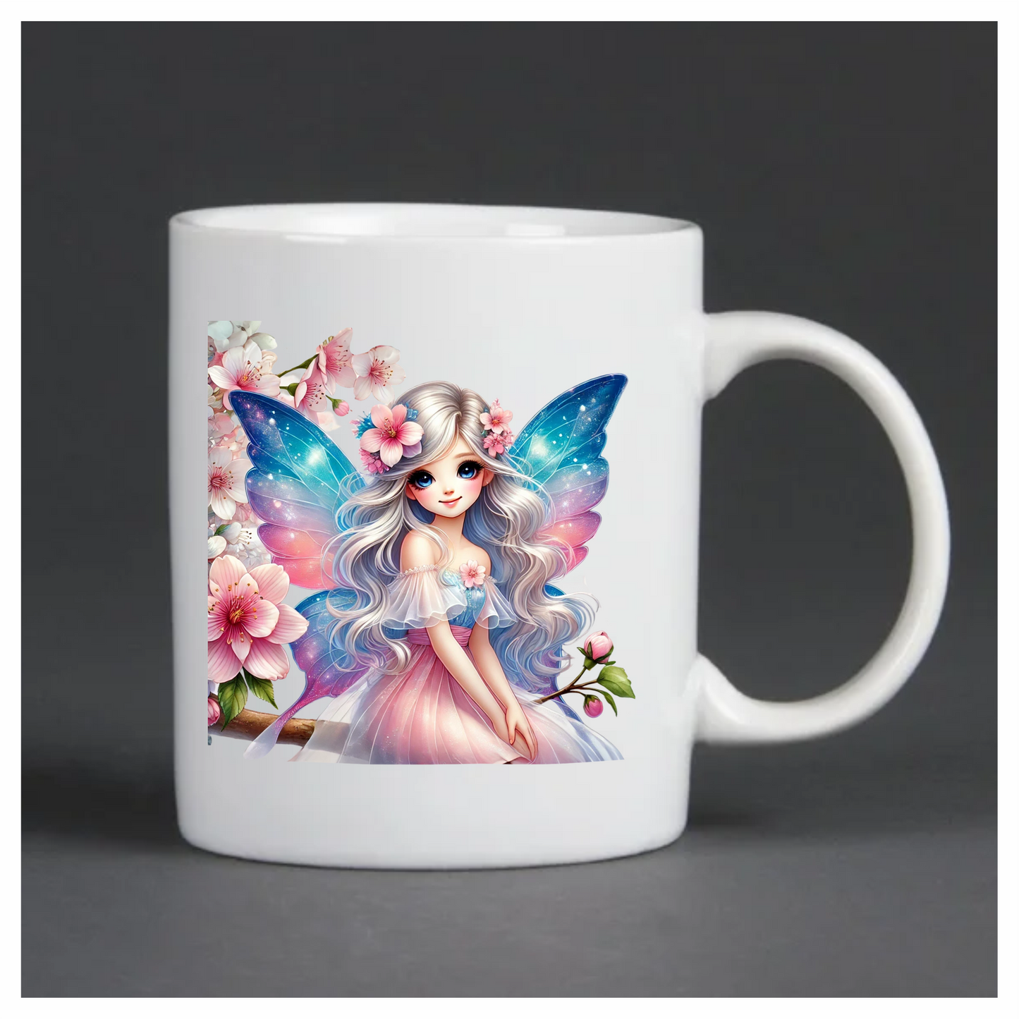Blue Pink Fairy Girl Flowers Vinyl Sticker Decal