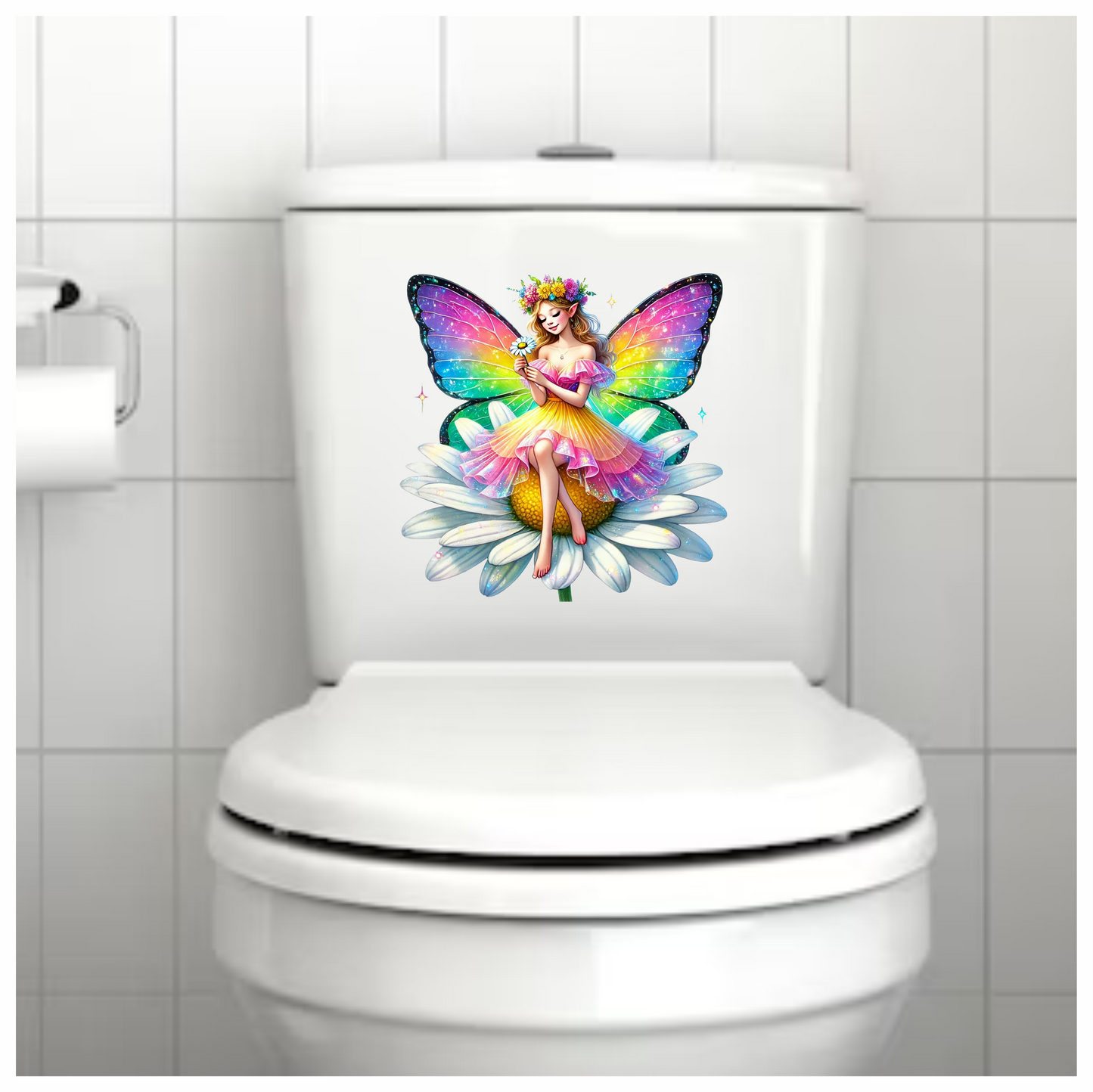 Fairy Rainbow Wings Daisy Flower Vinyl Sticker Decal