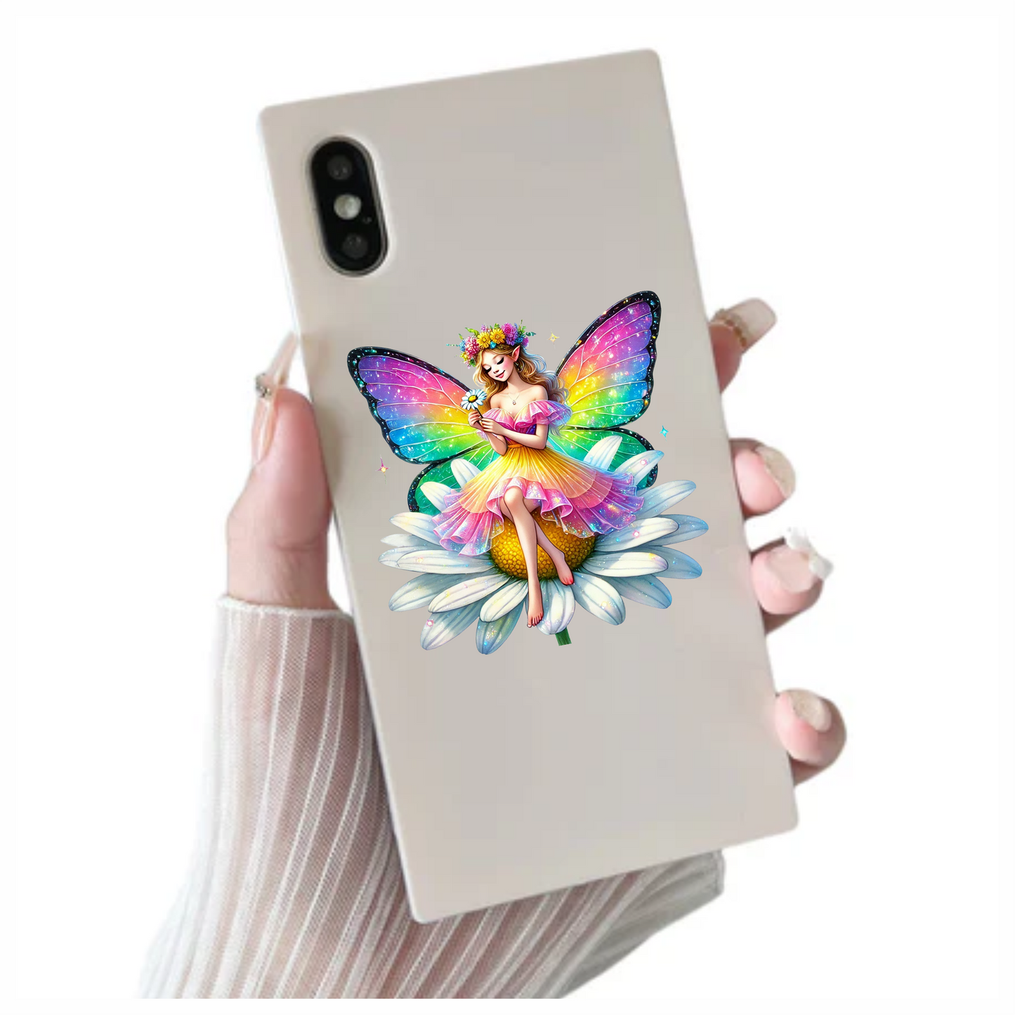 Fairy Rainbow Wings Daisy Flower Vinyl Sticker Decal