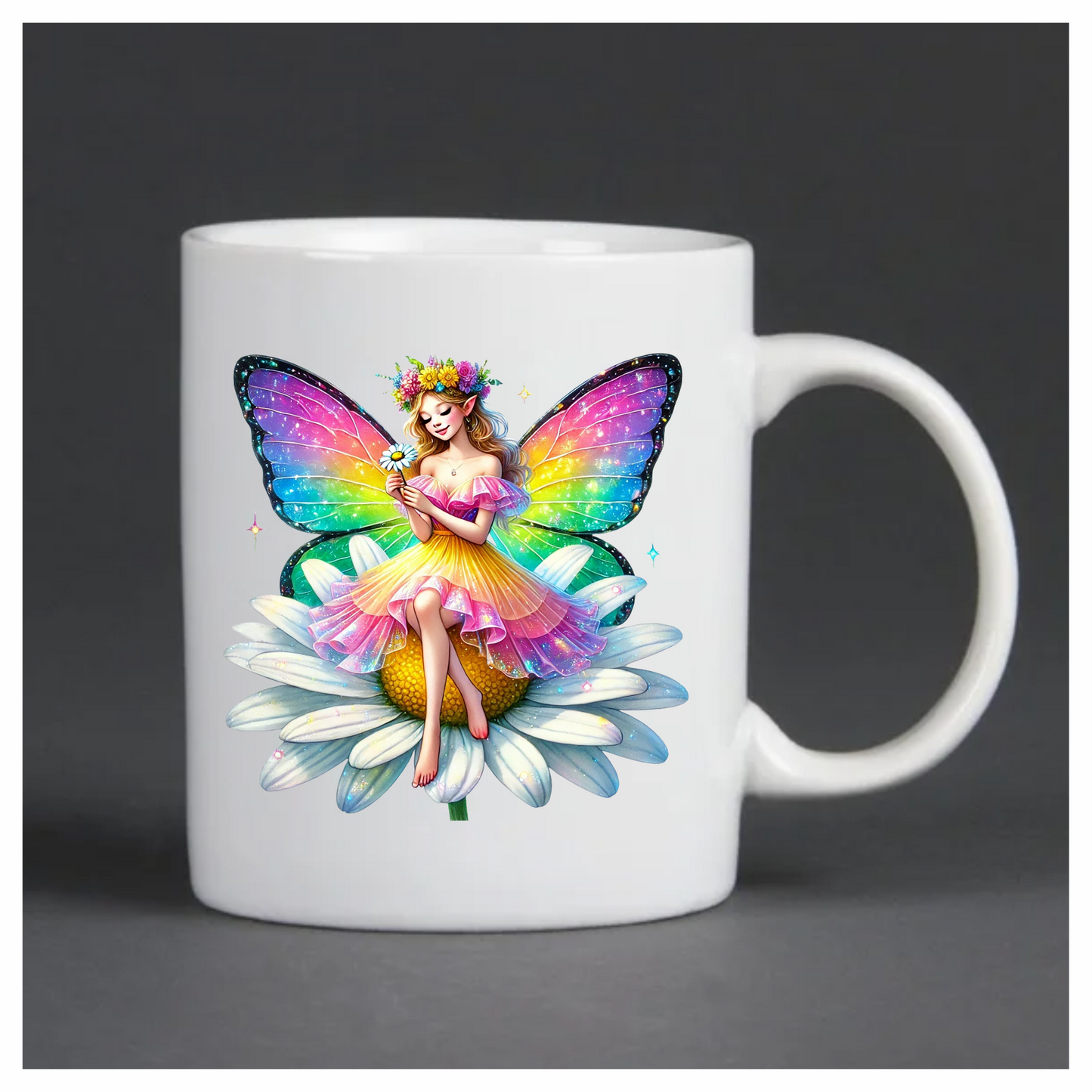 Fairy Rainbow Wings Daisy Flower Vinyl Sticker Decal