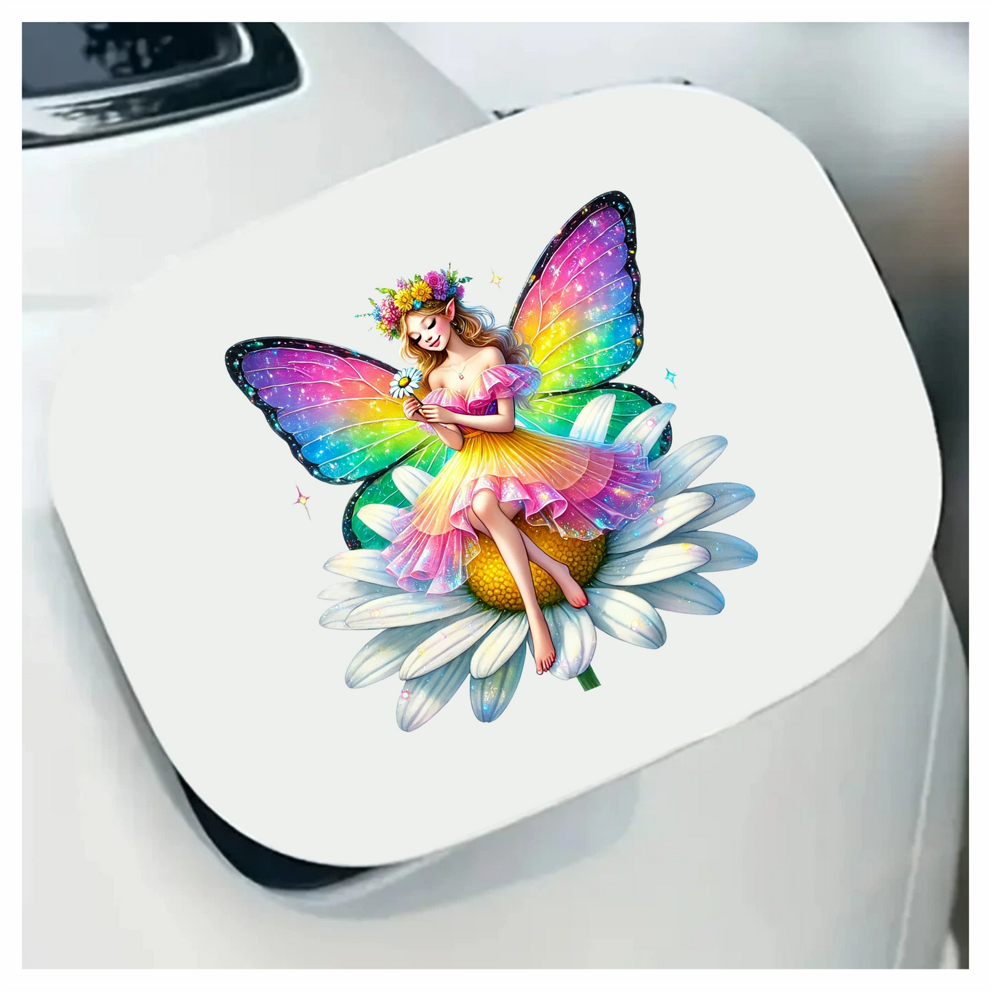 Fairy Rainbow Wings Daisy Flower Vinyl Sticker Decal