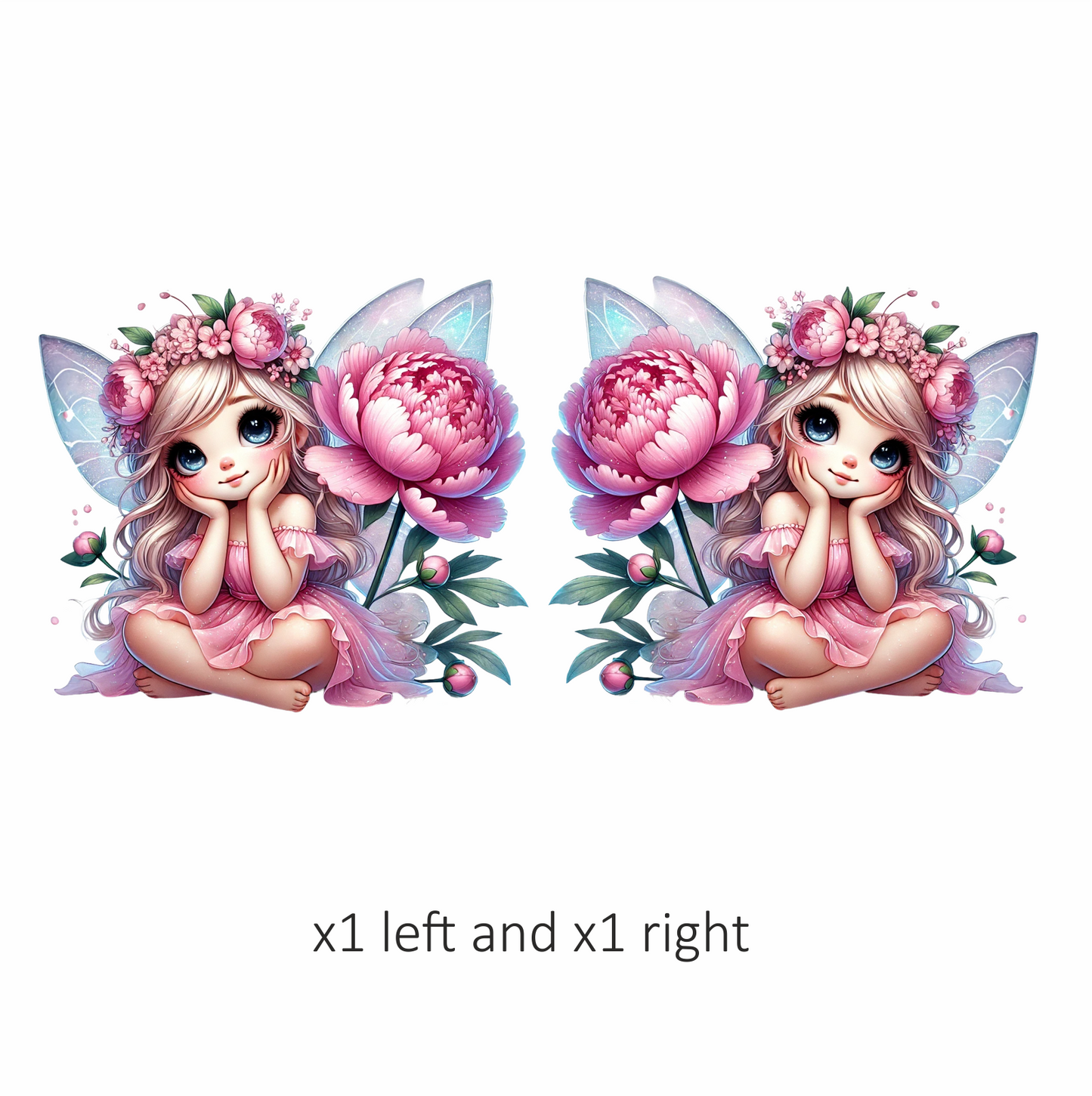 Fairy Pink Dress Flower Wings Vinyl Sticker Decal
