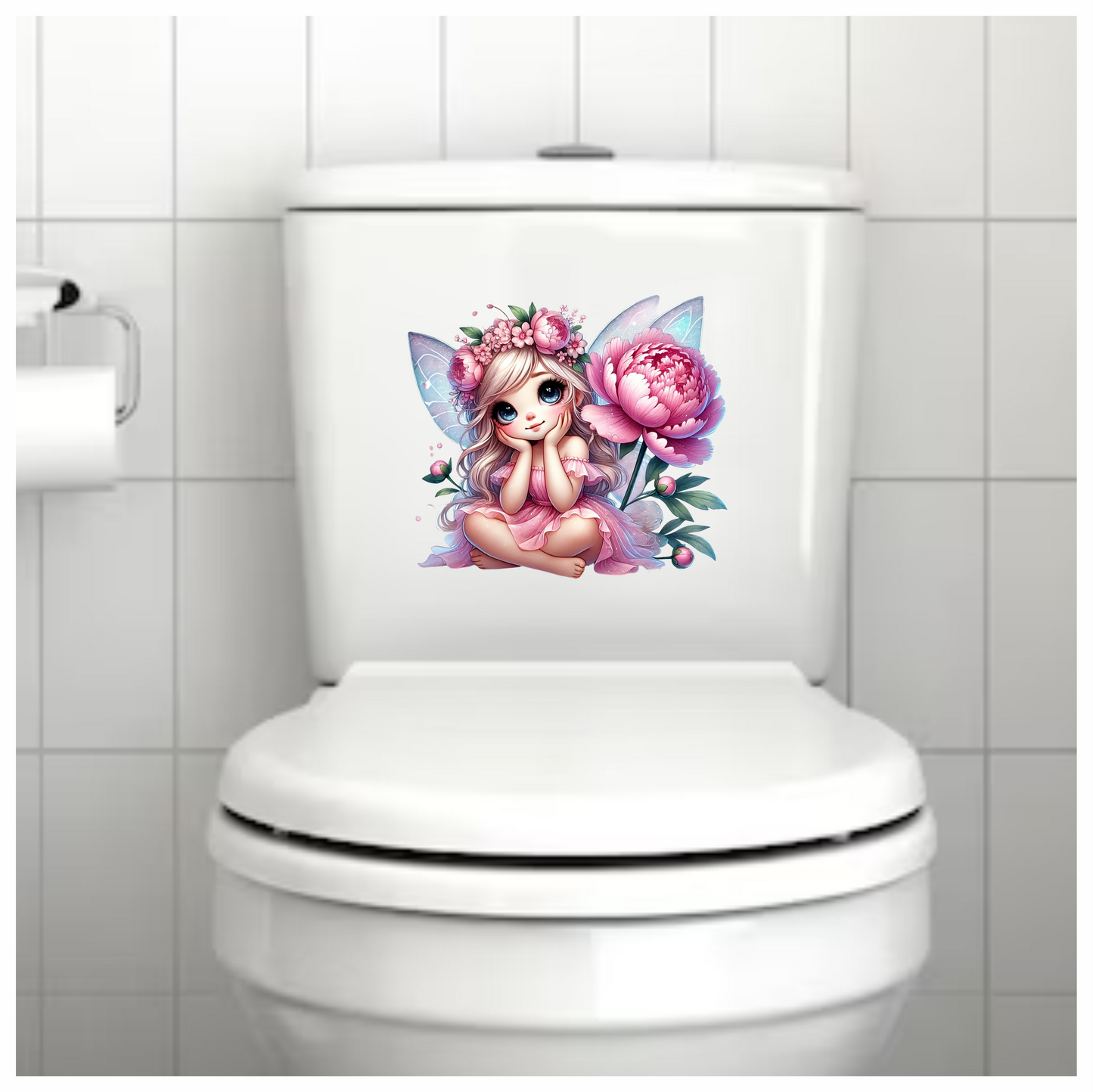 Fairy Pink Dress Flower Wings Vinyl Sticker Decal