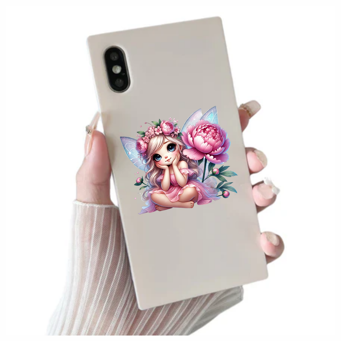 Fairy Pink Dress Flower Wings Vinyl Sticker Decal