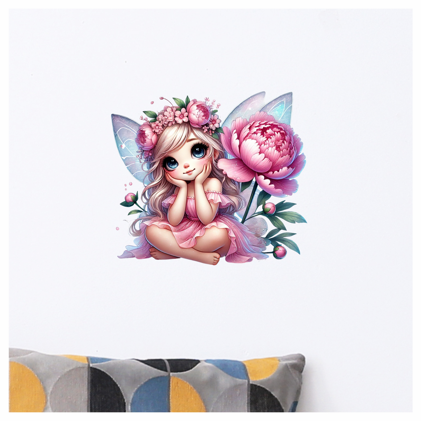 Fairy Pink Dress Flower Wings Vinyl Sticker Decal