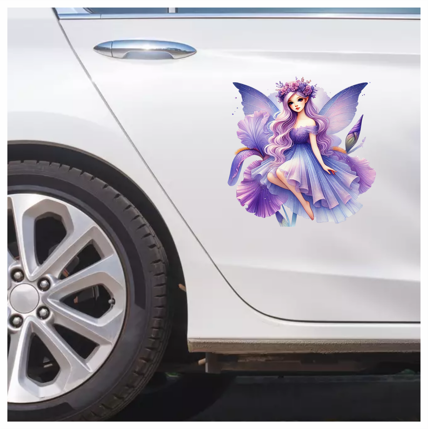Fairy Purple Wings Dress Flower Vinyl Sticker Decal