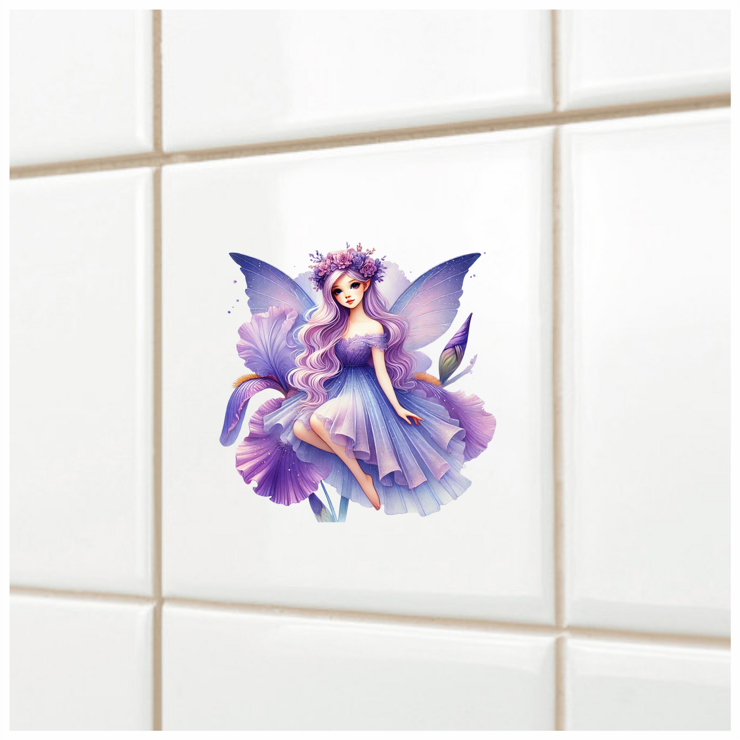 Fairy Purple Wings Dress Flower Vinyl Sticker Decal