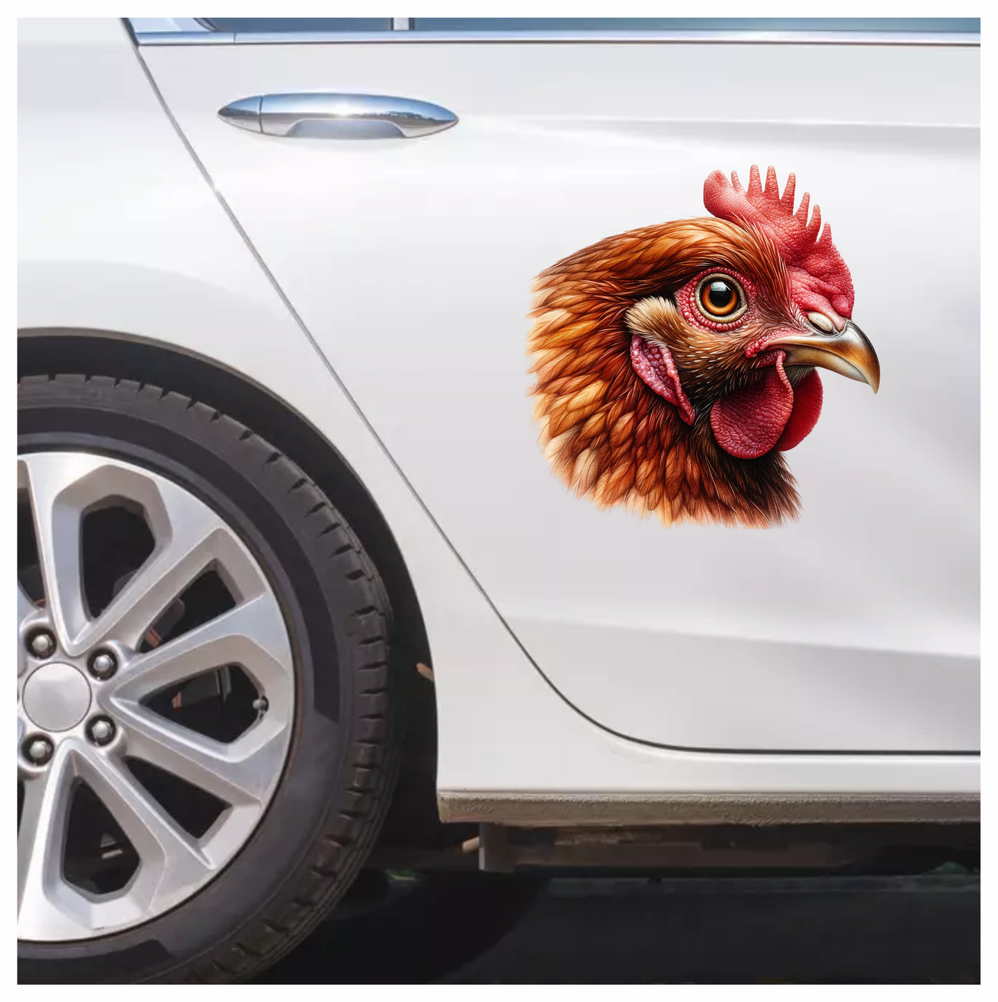 Brown Chicken Head Portrait Close Vinyl Sticker Decal