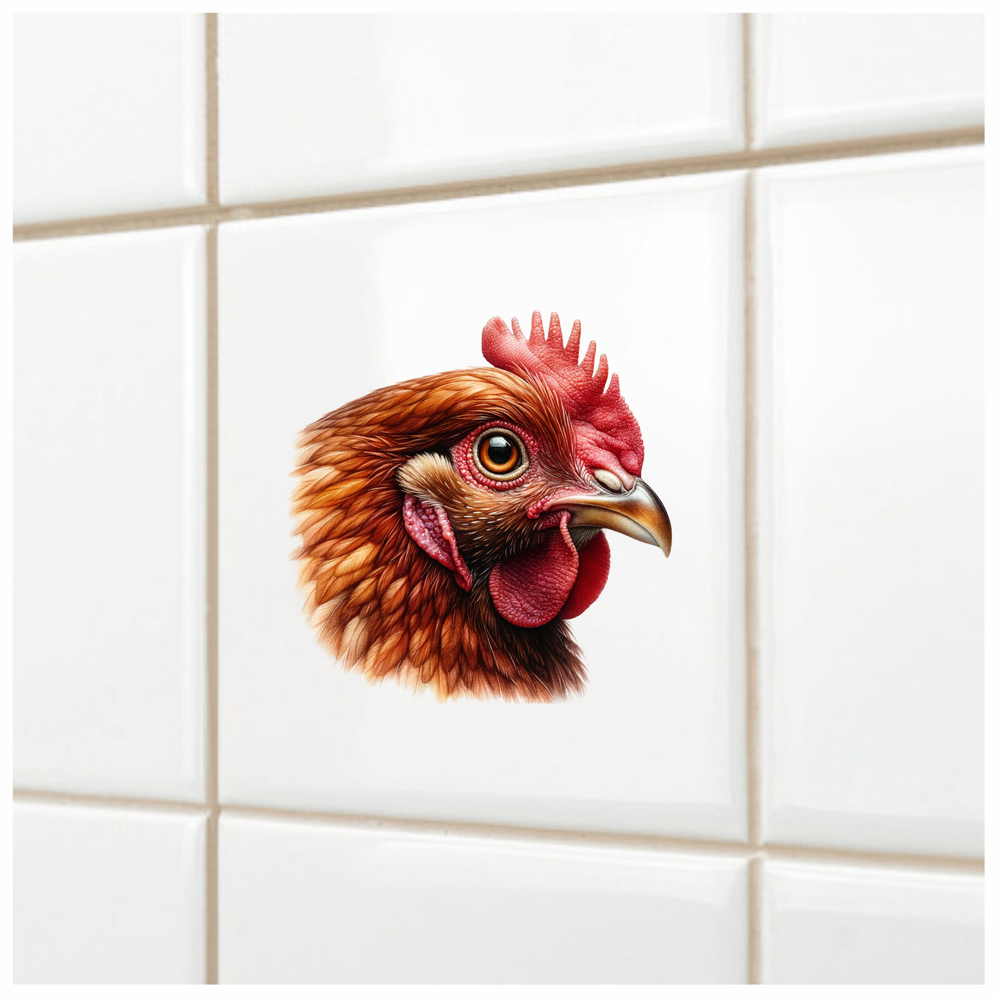 Brown Chicken Head Portrait Close Vinyl Sticker Decal