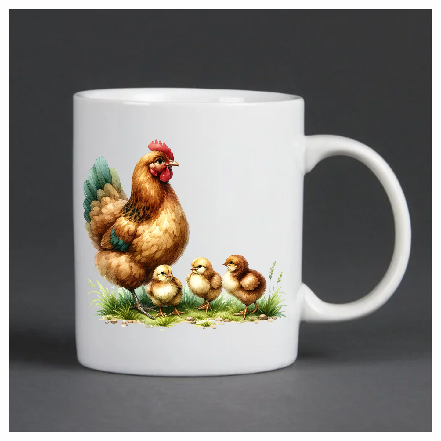Brown Hen Three Yellow Chicks Vinyl Sticker Decal