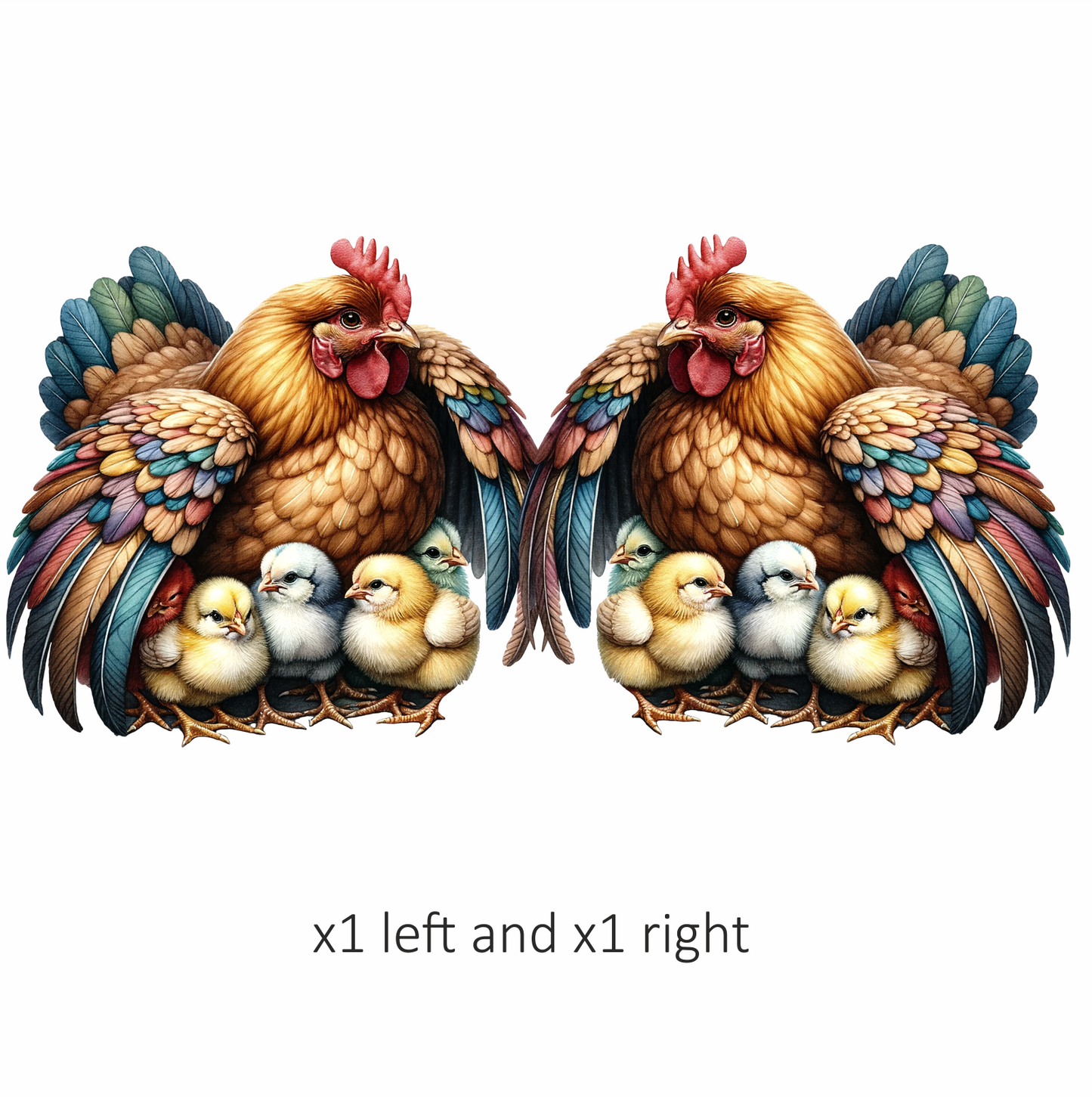 Brown Hen Colorful Chicks Farm Vinyl Sticker Decal