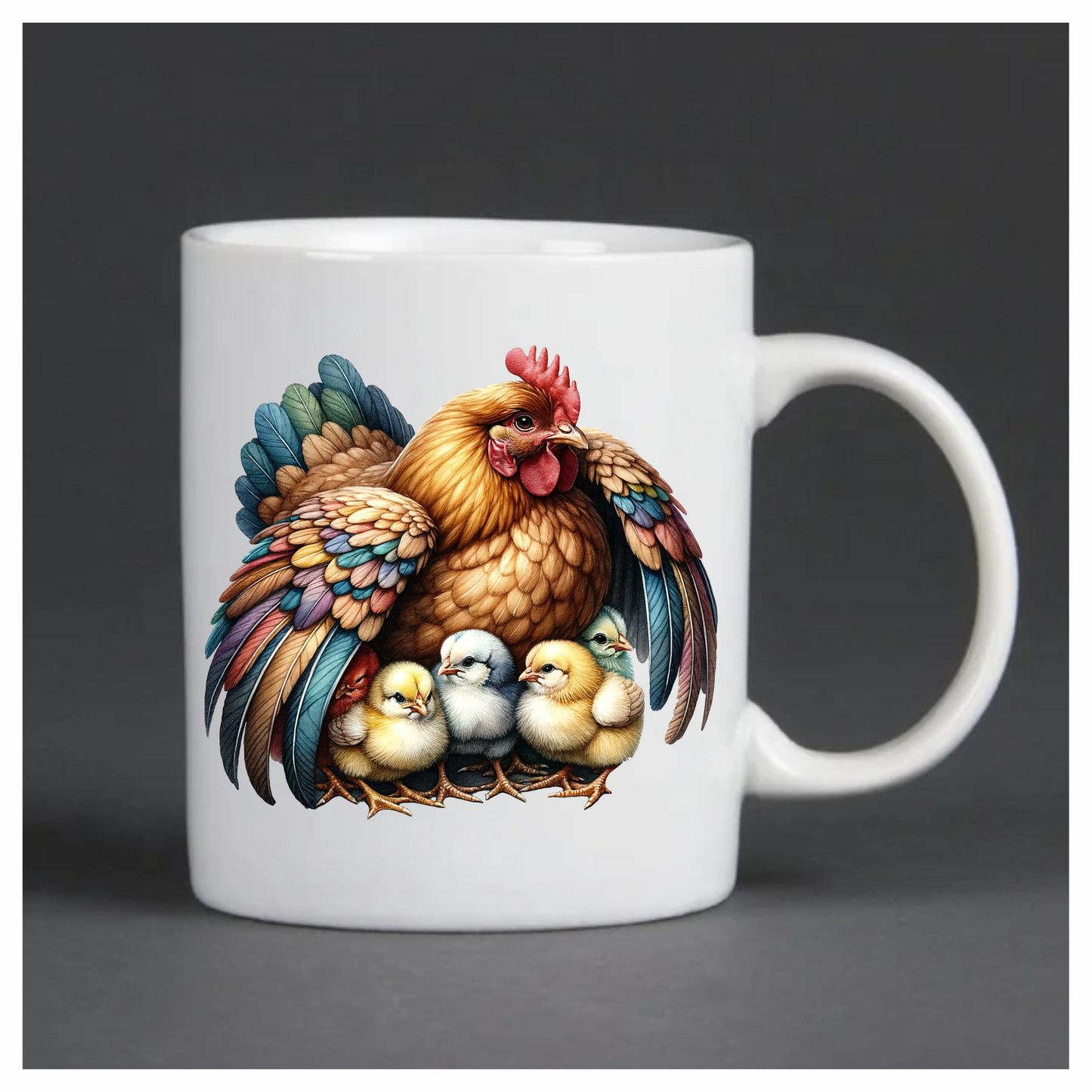 Brown Hen Colorful Chicks Farm Vinyl Sticker Decal