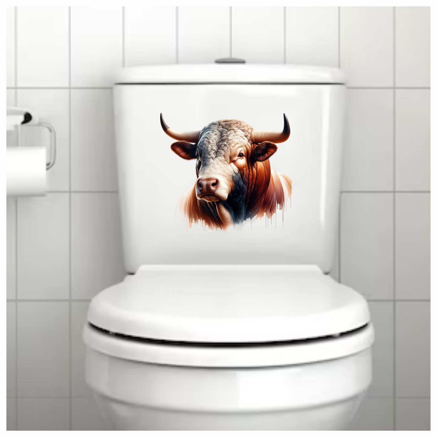 Brown White Bull Hereford Portrait Vinyl Sticker Decal