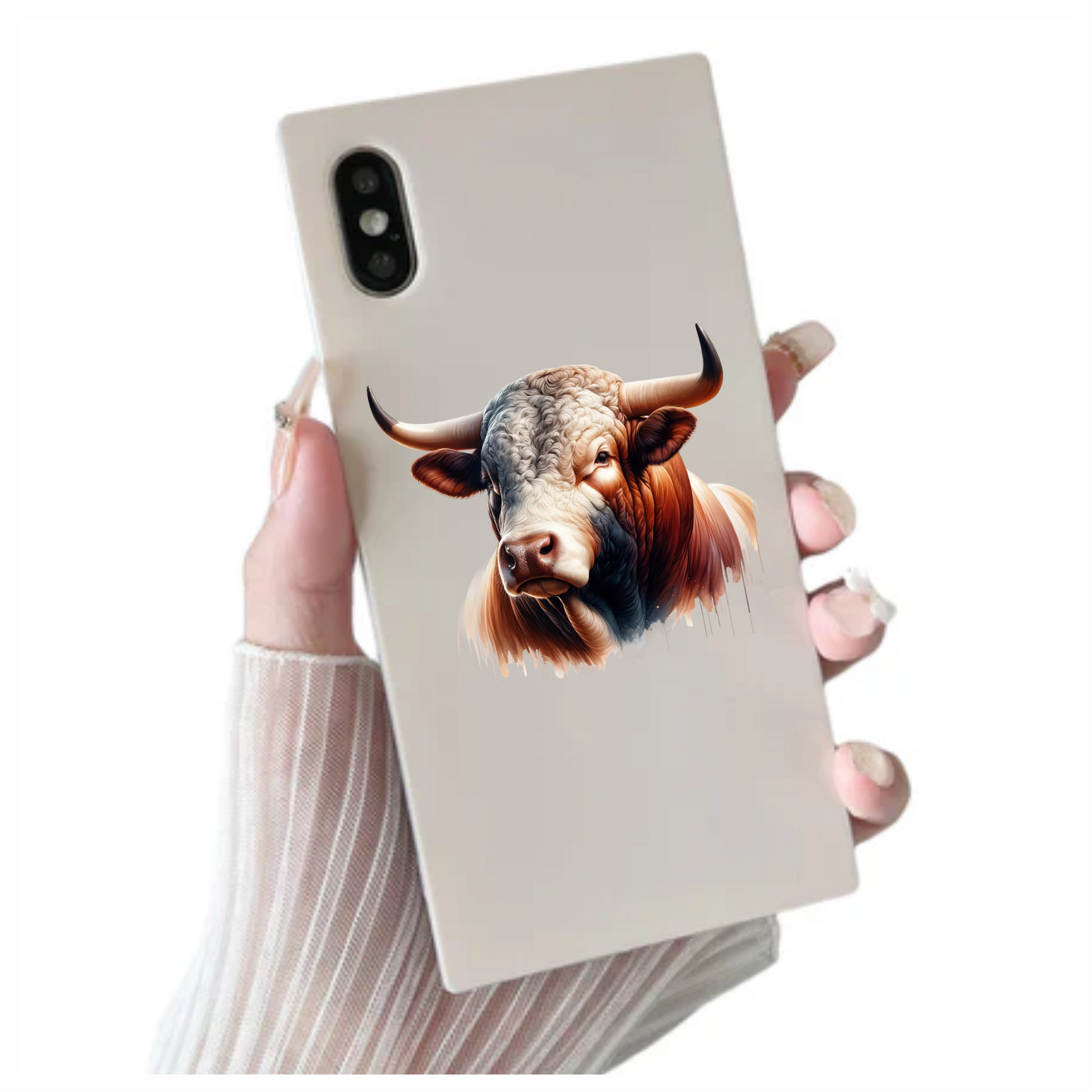 Brown White Bull Hereford Portrait Vinyl Sticker Decal