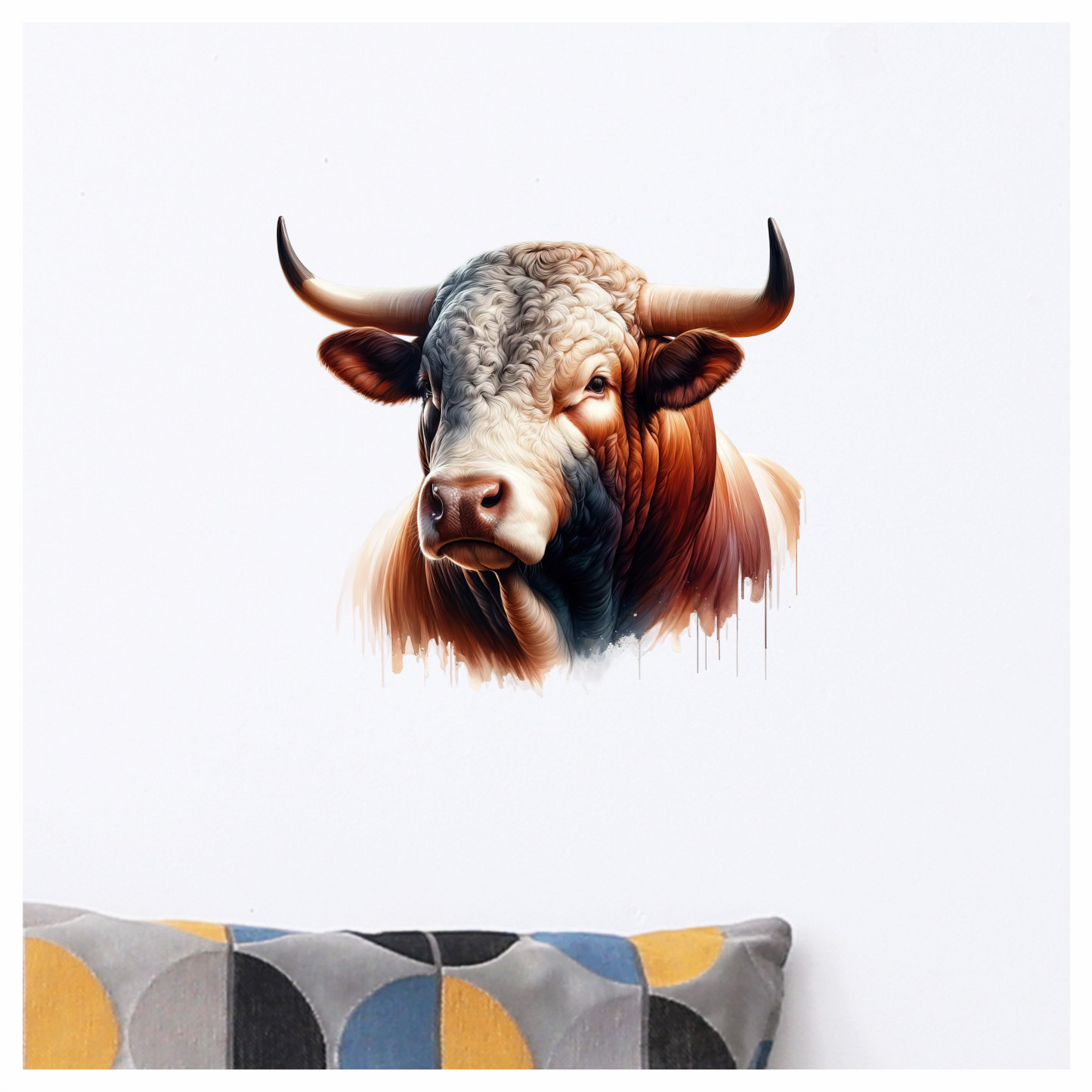 Brown White Bull Hereford Portrait Vinyl Sticker Decal