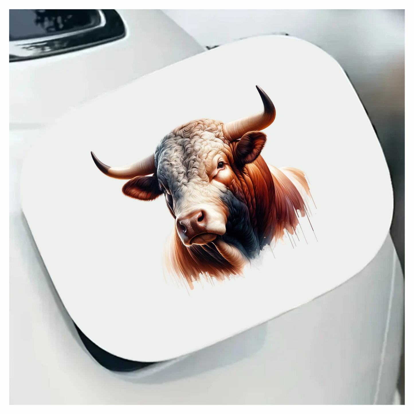 Brown White Bull Hereford Portrait Vinyl Sticker Decal