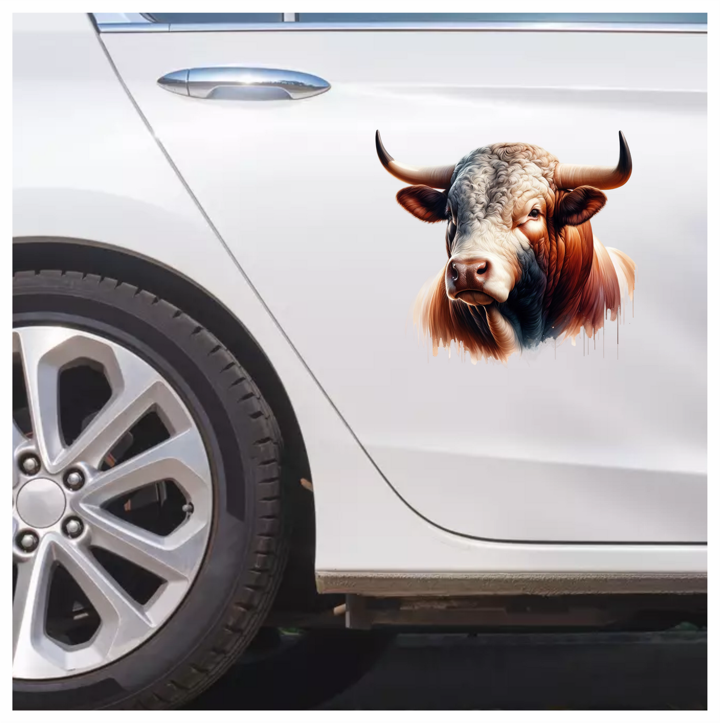 Brown White Bull Hereford Portrait Vinyl Sticker Decal