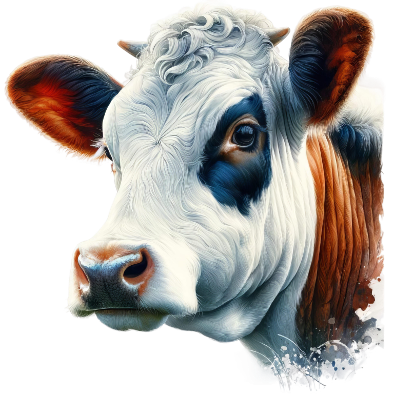 White Cow Dairy Breed Portrait Vinyl Sticker Decal