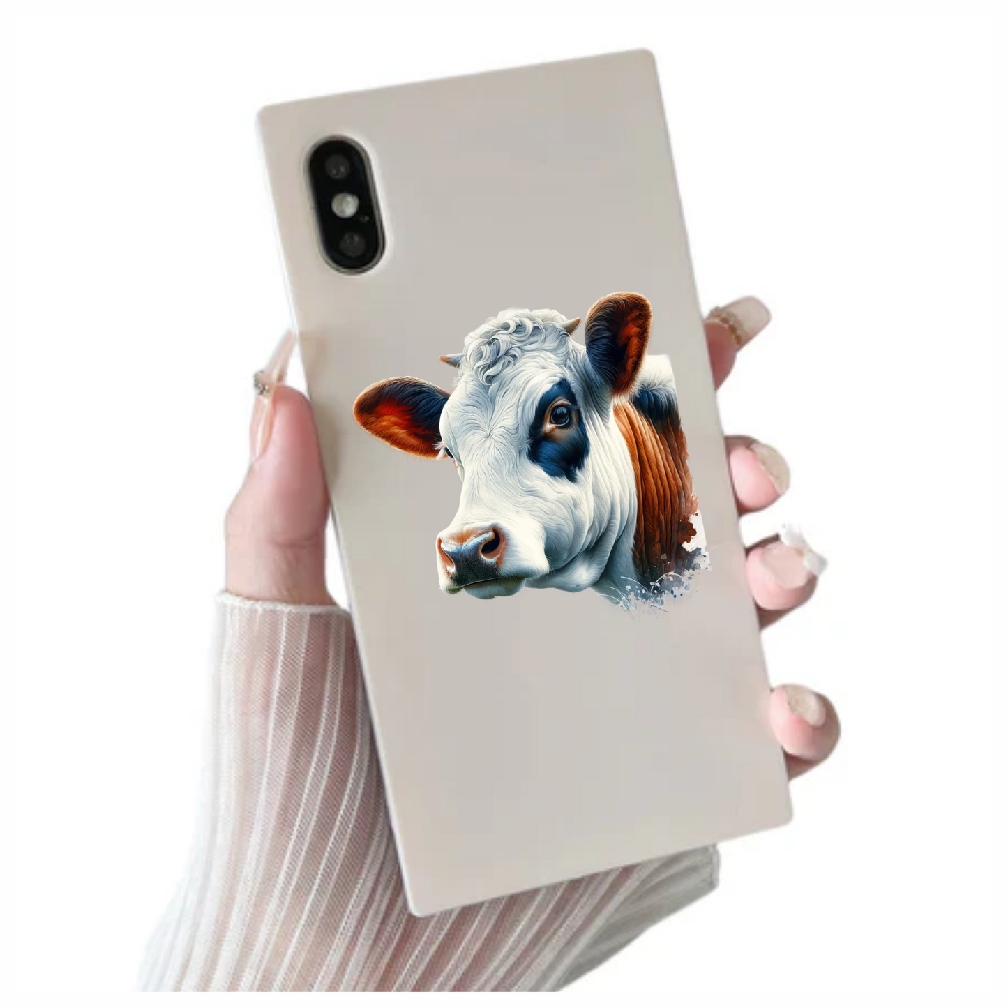 White Cow Dairy Breed Portrait Vinyl Sticker Decal