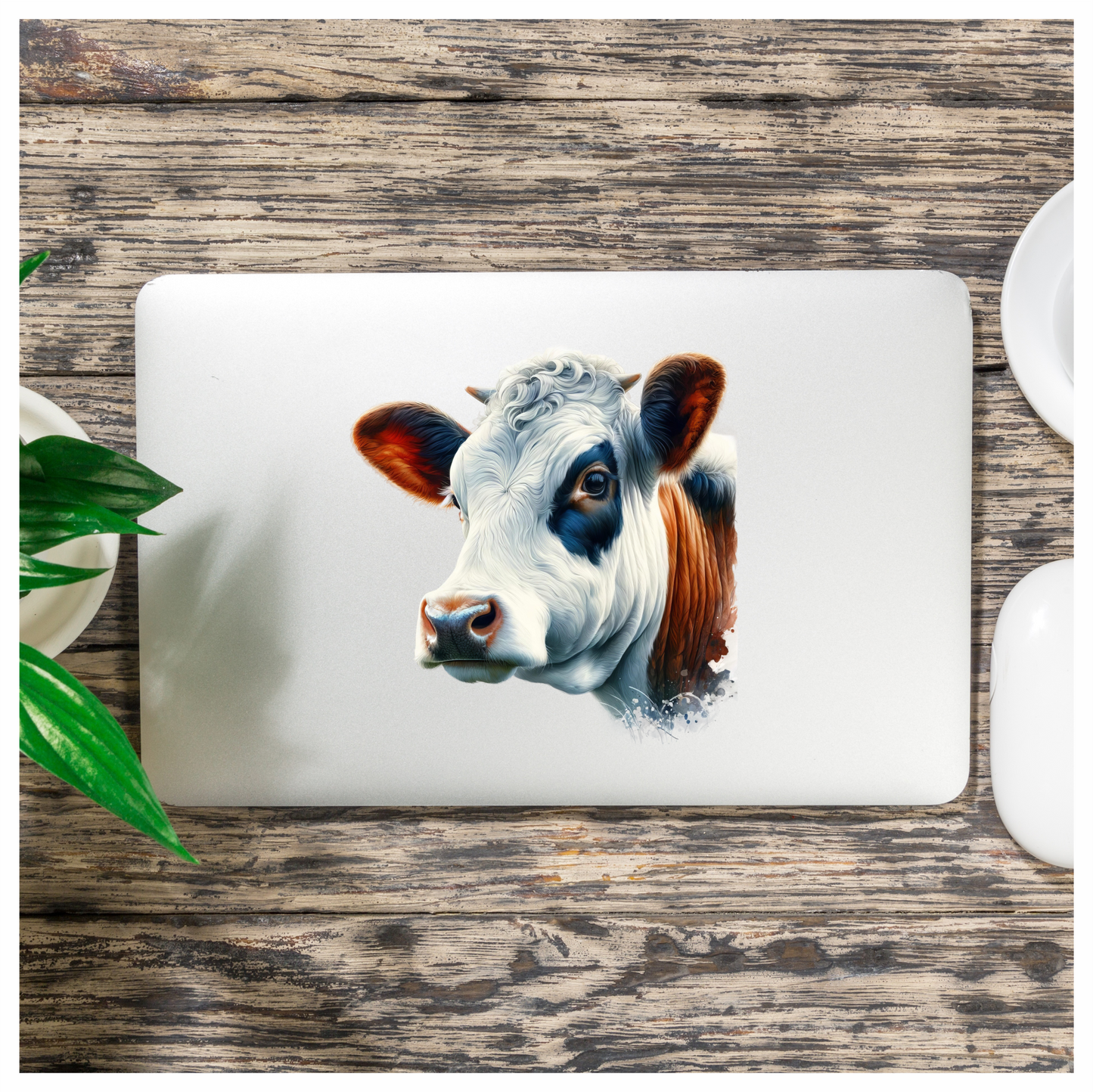 White Cow Dairy Breed Portrait Vinyl Sticker Decal