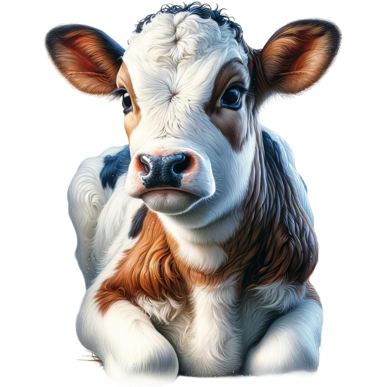 Brown White Calf Sitting Peaceful Vinyl Sticker Decal