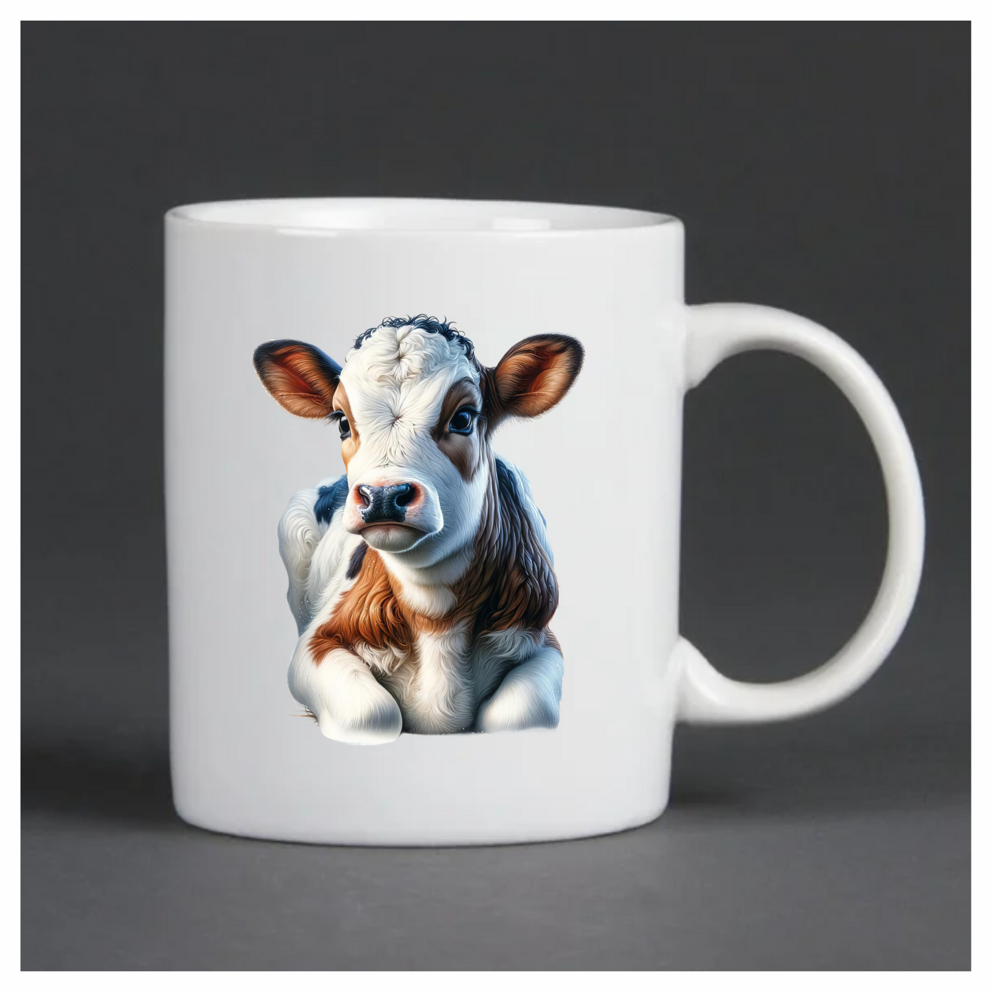 Brown White Calf Sitting Peaceful Vinyl Sticker Decal