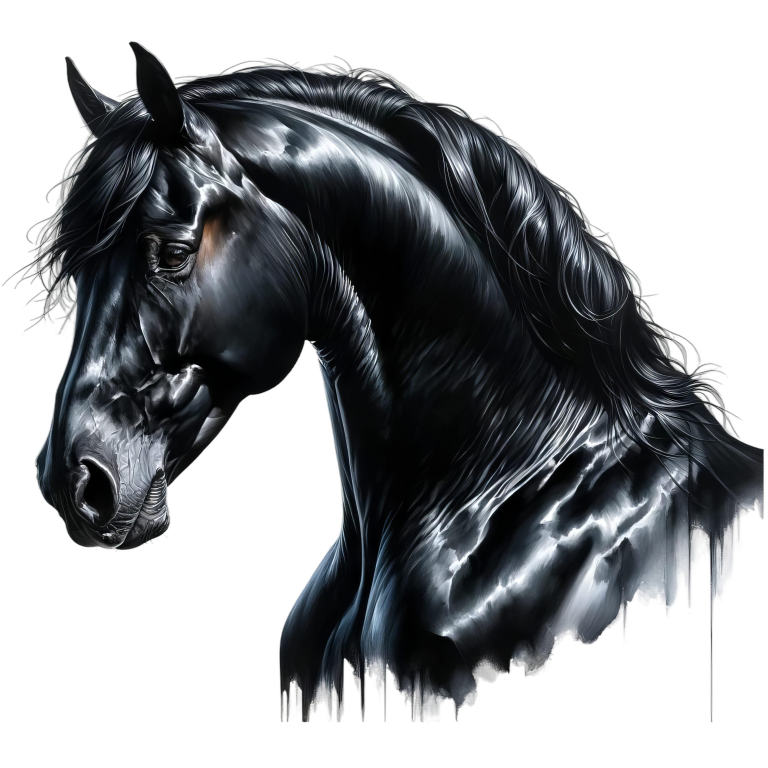 Black Horse Stallion Head Portrait Vinyl Sticker Decal