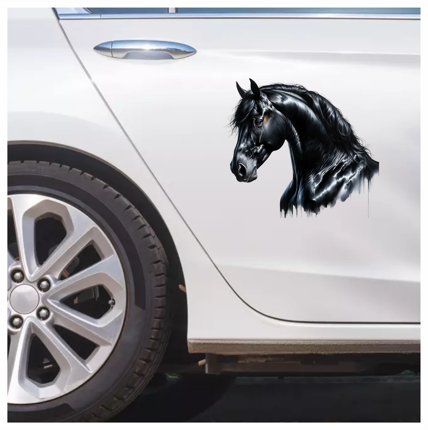 Black Horse Stallion Head Portrait Vinyl Sticker Decal
