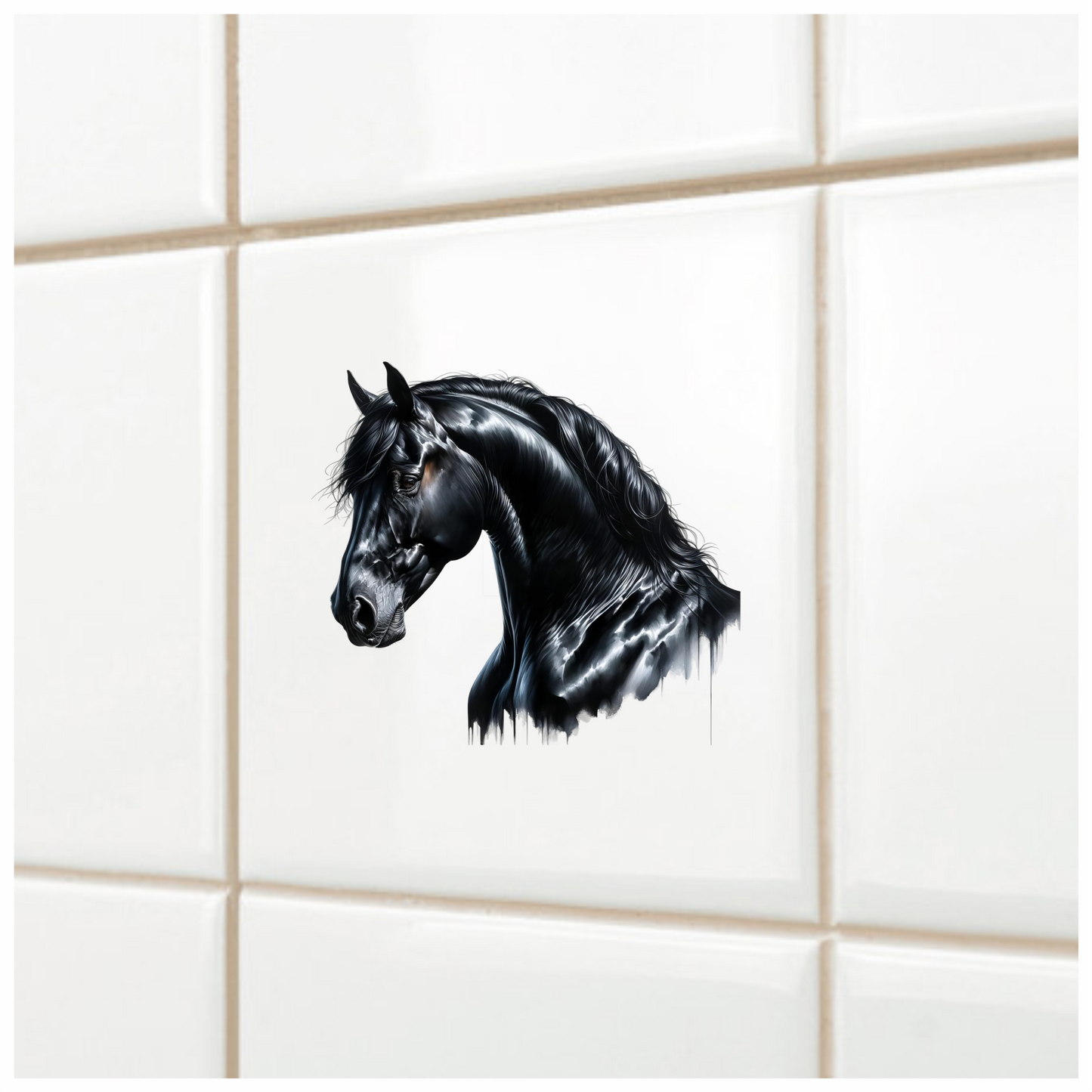 Black Horse Stallion Head Portrait Vinyl Sticker Decal