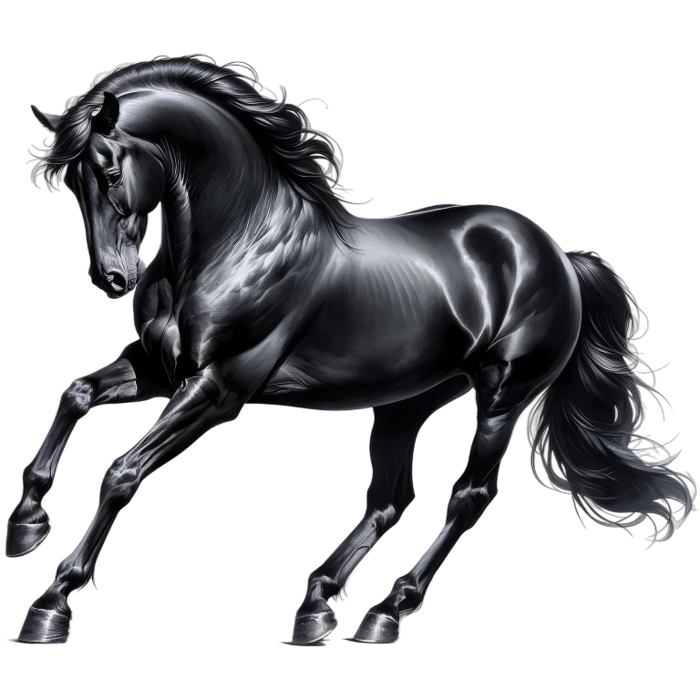 Black Horse Stallion Strong Running Vinyl Sticker Decal