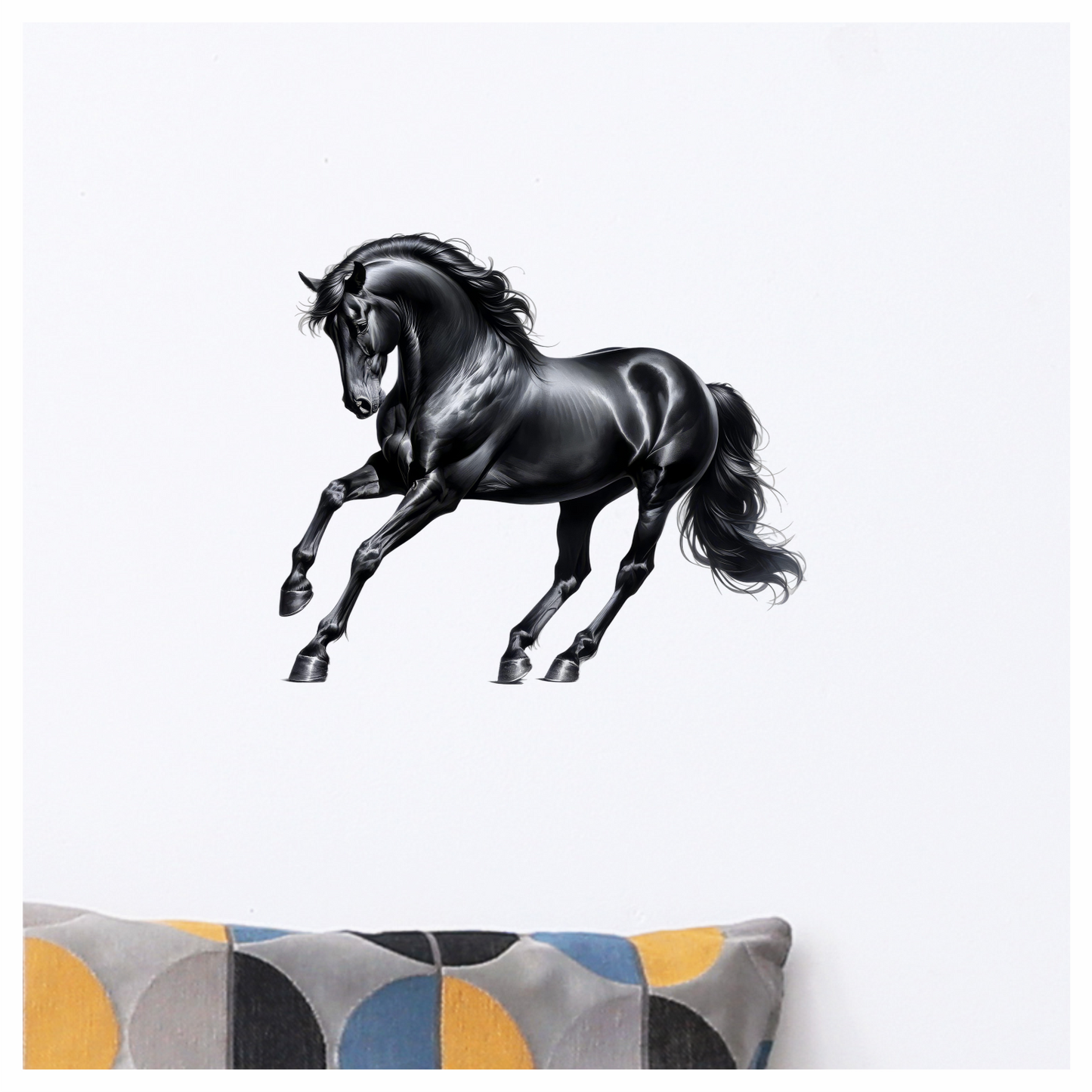 Black Horse Stallion Strong Running Vinyl Sticker Decal
