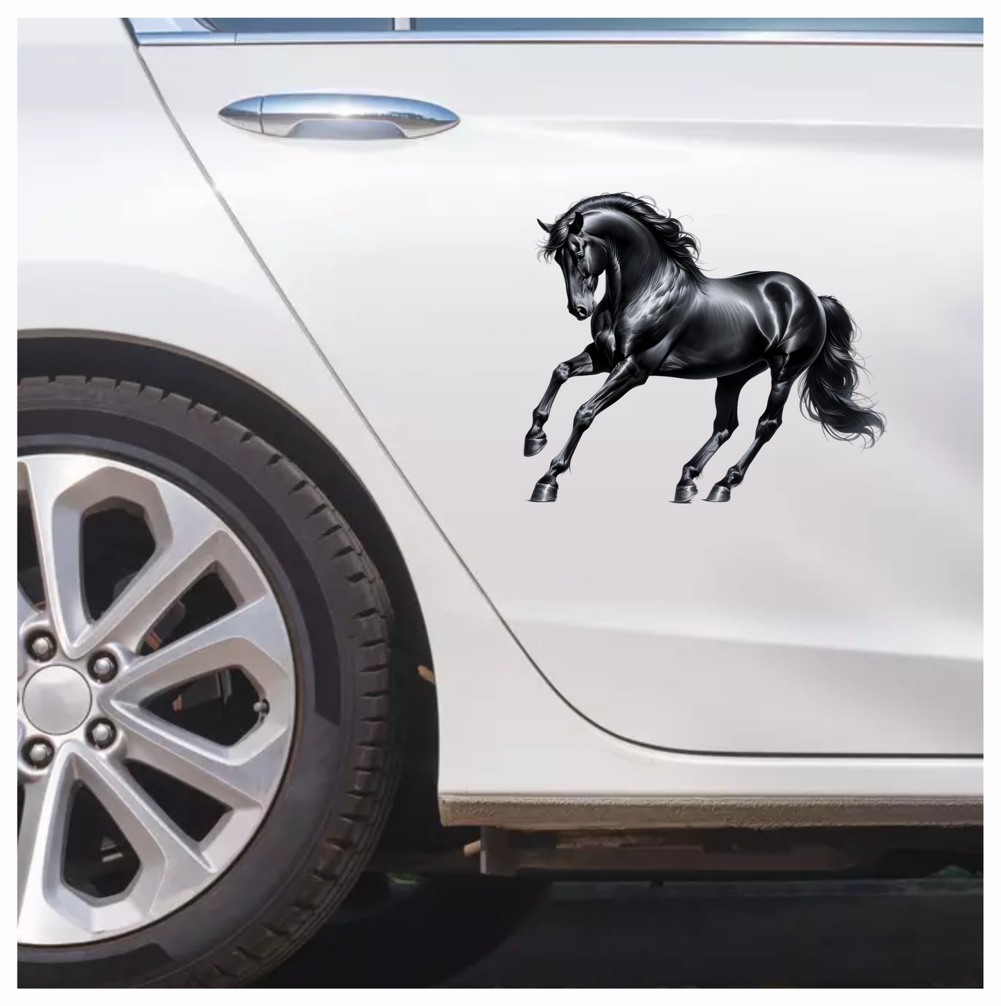 Black Horse Stallion Strong Running Vinyl Sticker Decal