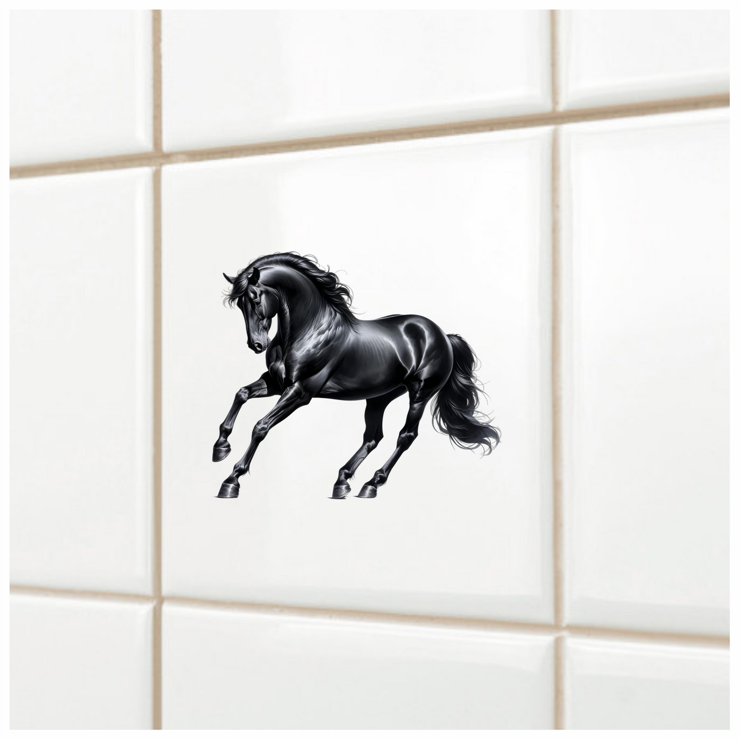 Black Horse Stallion Strong Running Vinyl Sticker Decal